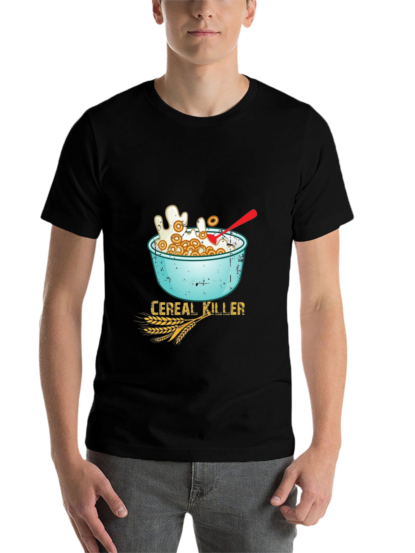 Black Cereal Killer T-Shirt - Funny Breakfast Pun Tee view 7