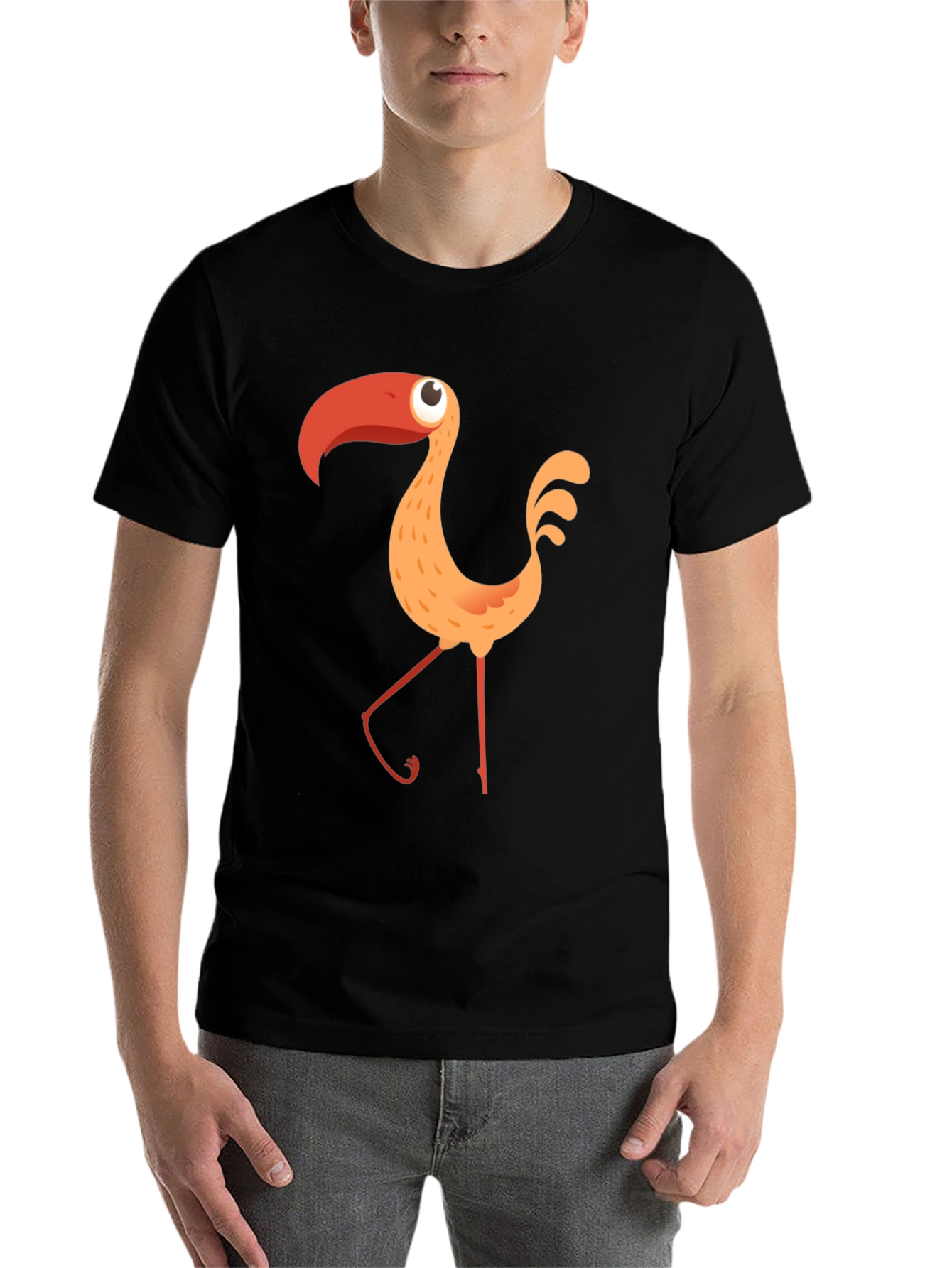 Black Funky Flamingo Graphic Black T-Shirt view 7