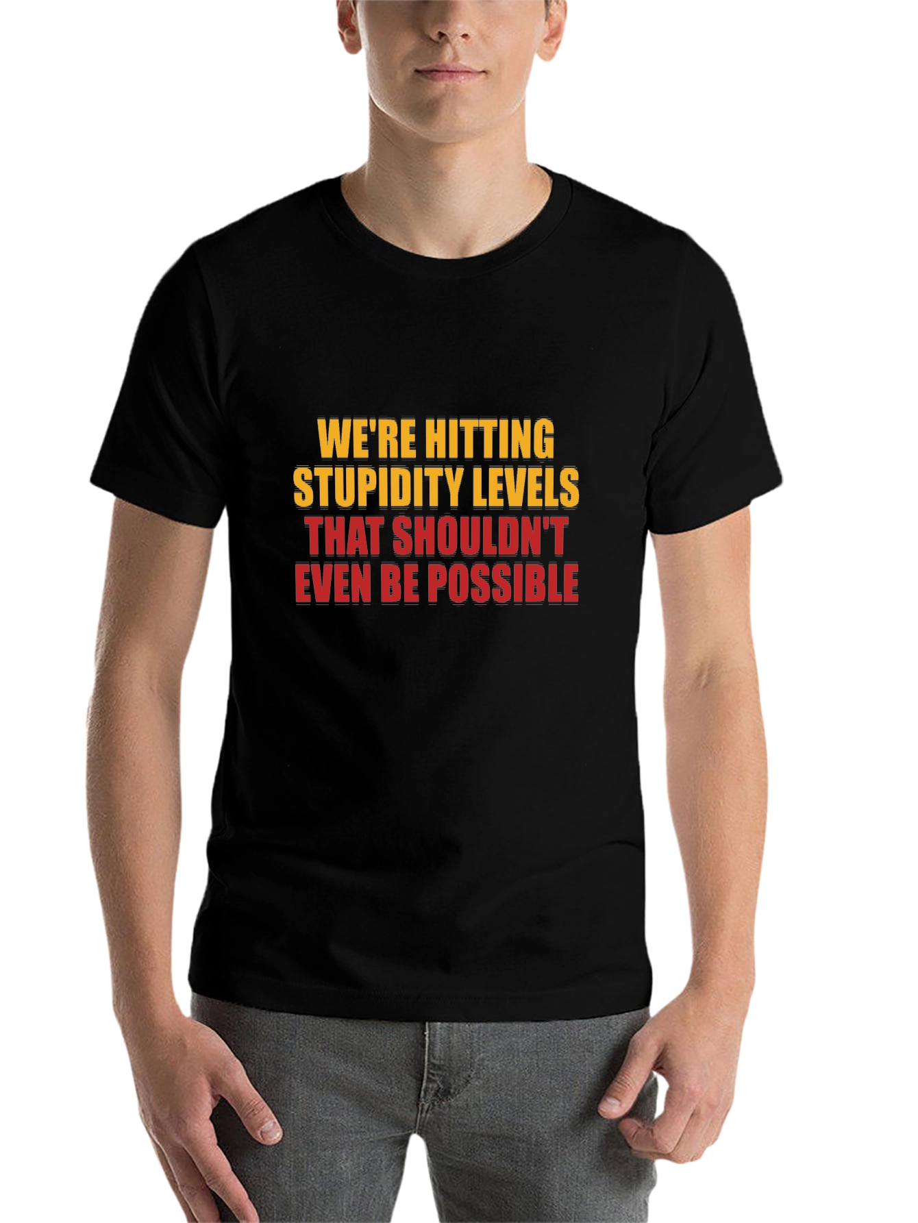 Black Stupidity Levels Graphic Tee - Black view 7