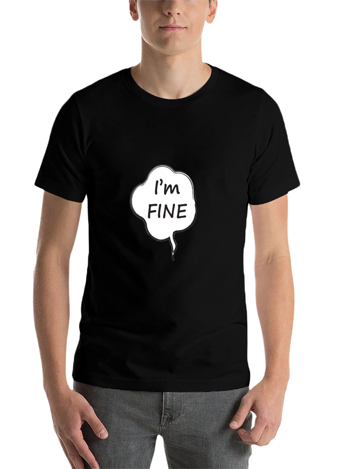 Black I'm Fine Graphic Tee - Black Cotton Casual Shirt view 7