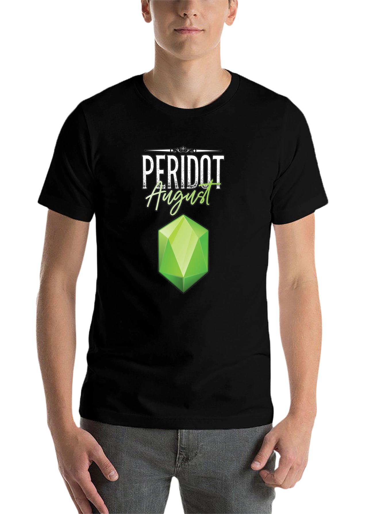 Black Peridot August Gemstone T-Shirt view 7