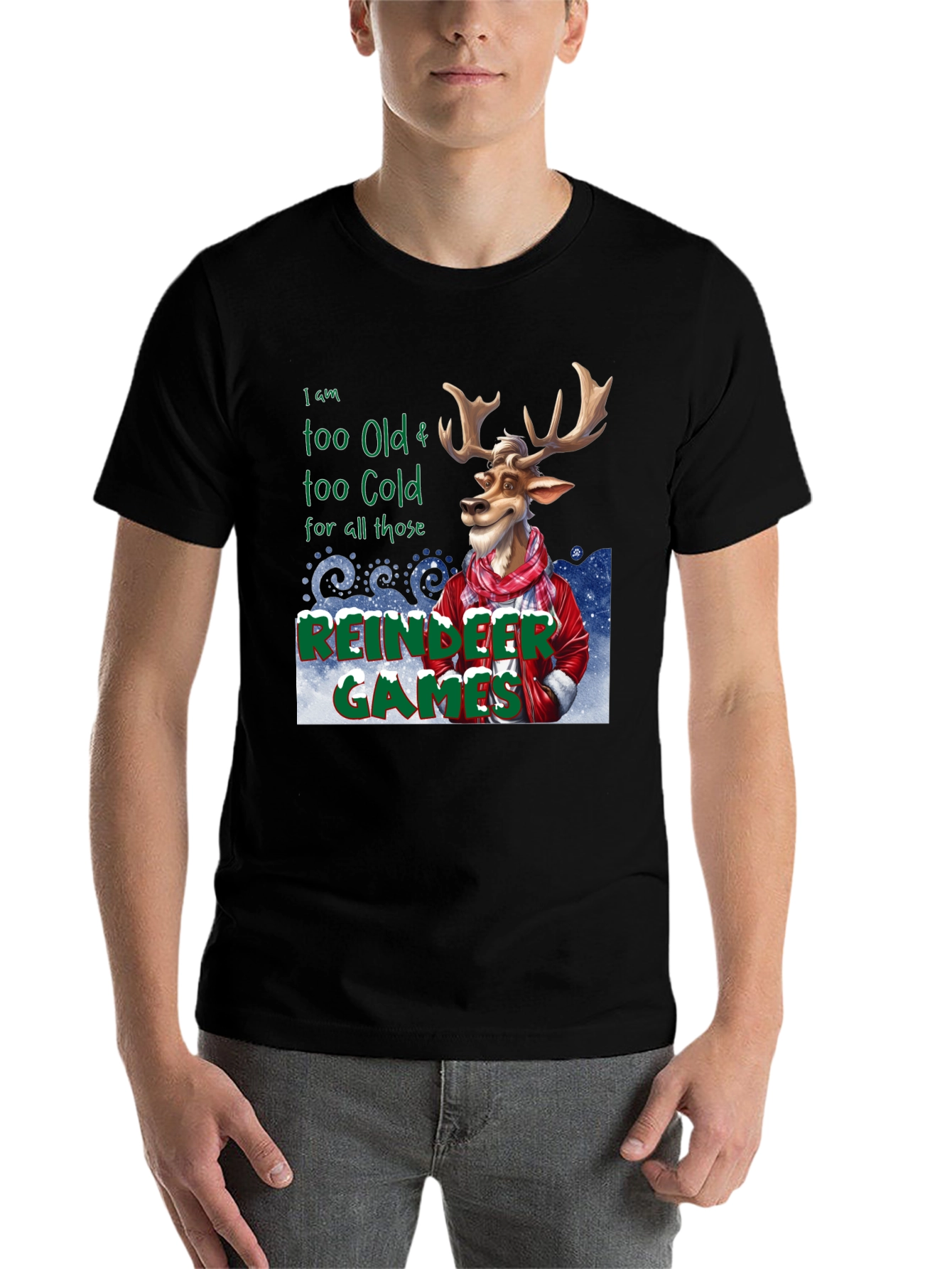 Black Funny Reindeer Games Graphic Tee view 7