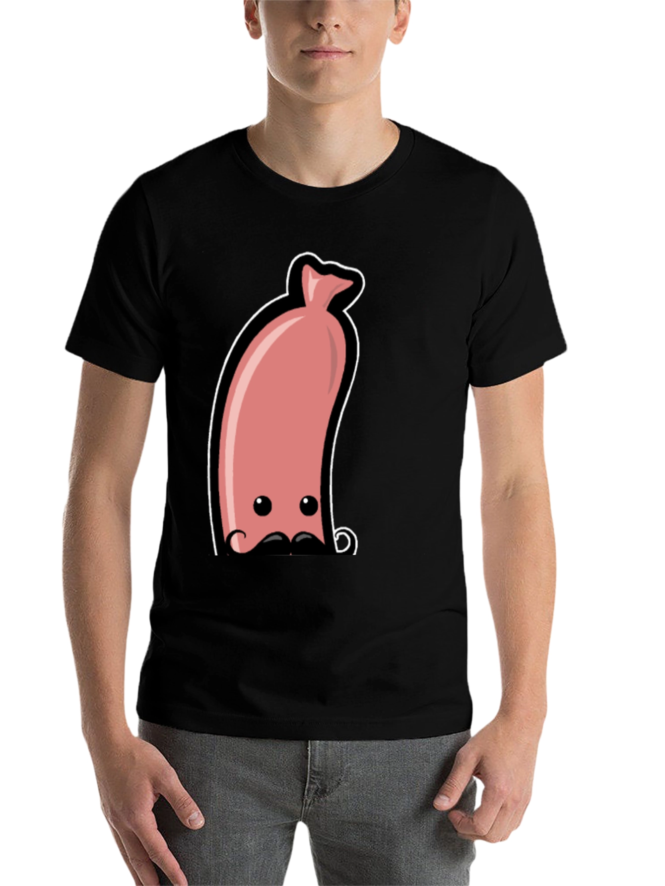 Black Funny Sausage Graphic Tee - Men's Black T-Shirt view 7