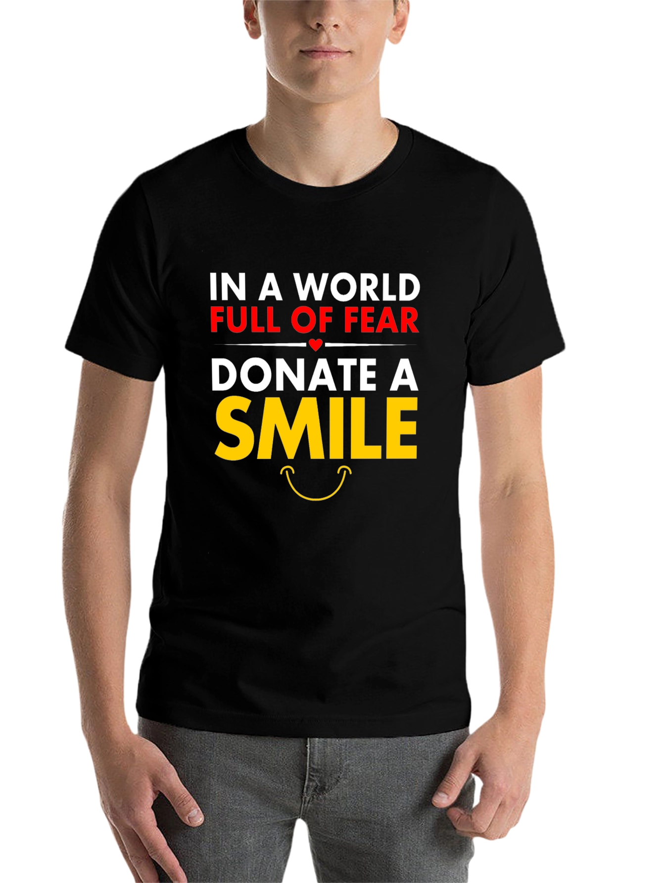 Black Donate A Smile Graphic Tee - Positive Message Shirt view 7