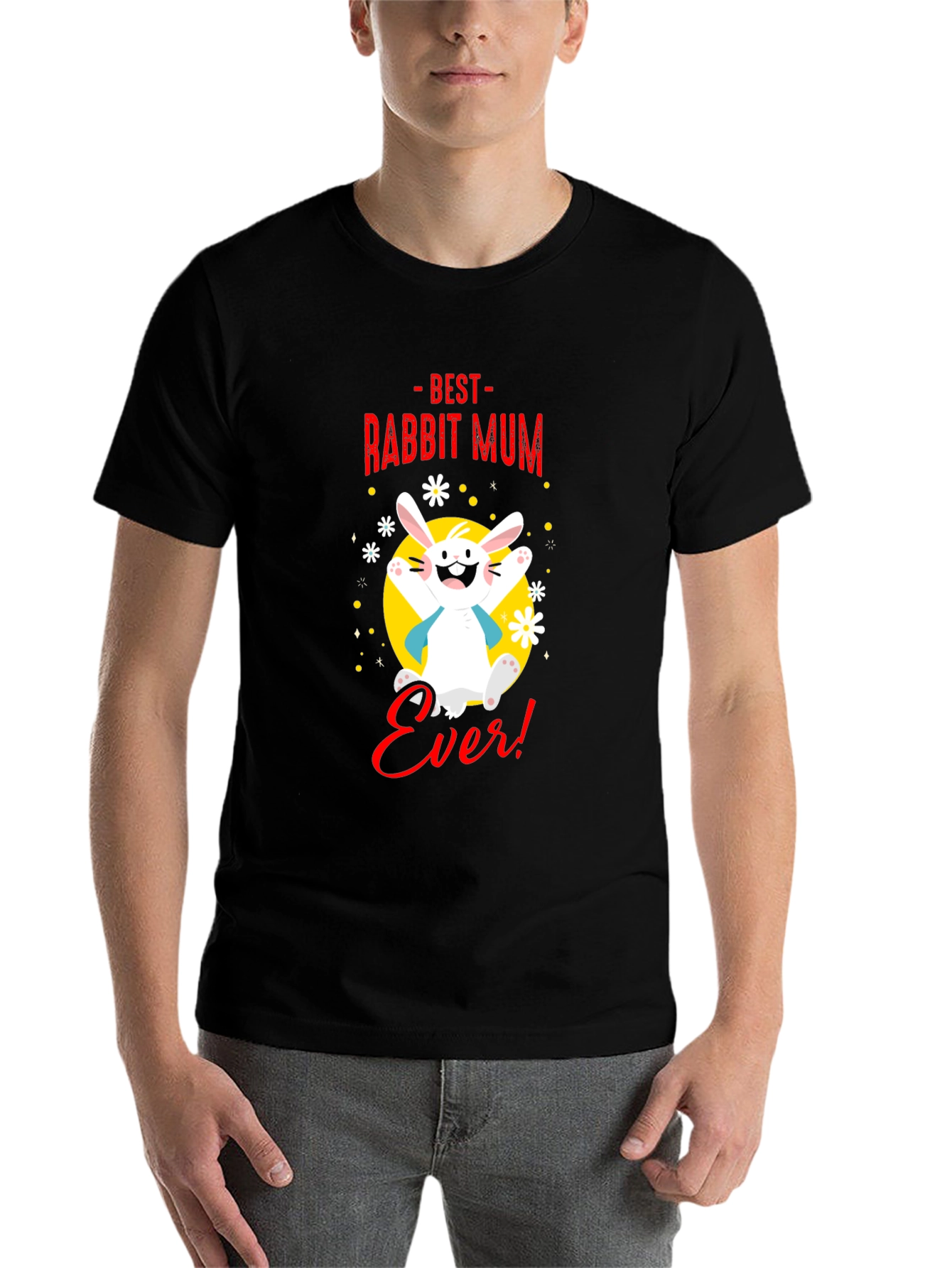 Black Best Rabbit Mum Ever! Graphic Tee view 7