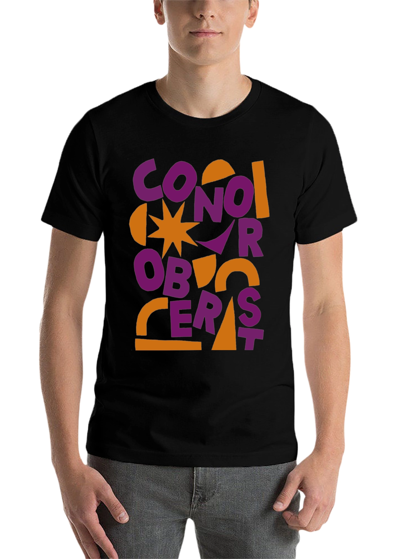 Black Conor Oberst Graphic Tee - Abstract Style view 7