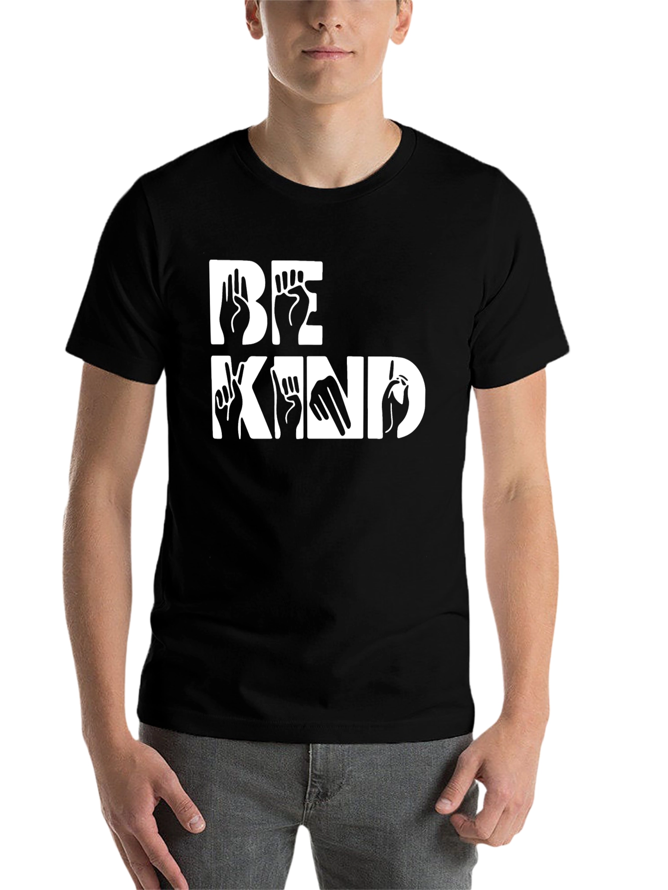 Black Be Kind Sign Language Graphic Tee - Black view 7