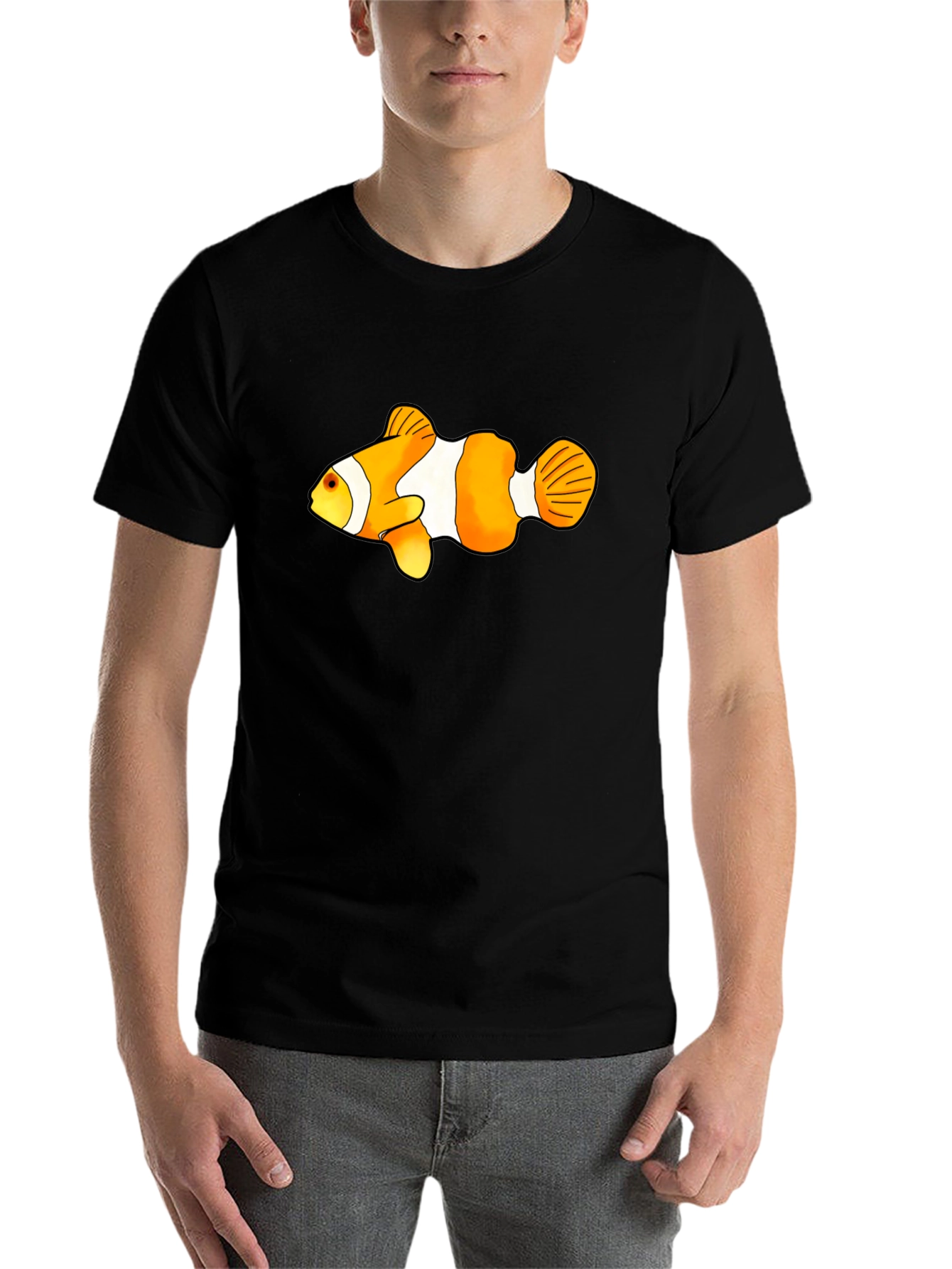 Black Clown Fish Graphic Tee - Black Cotton Blend view 7