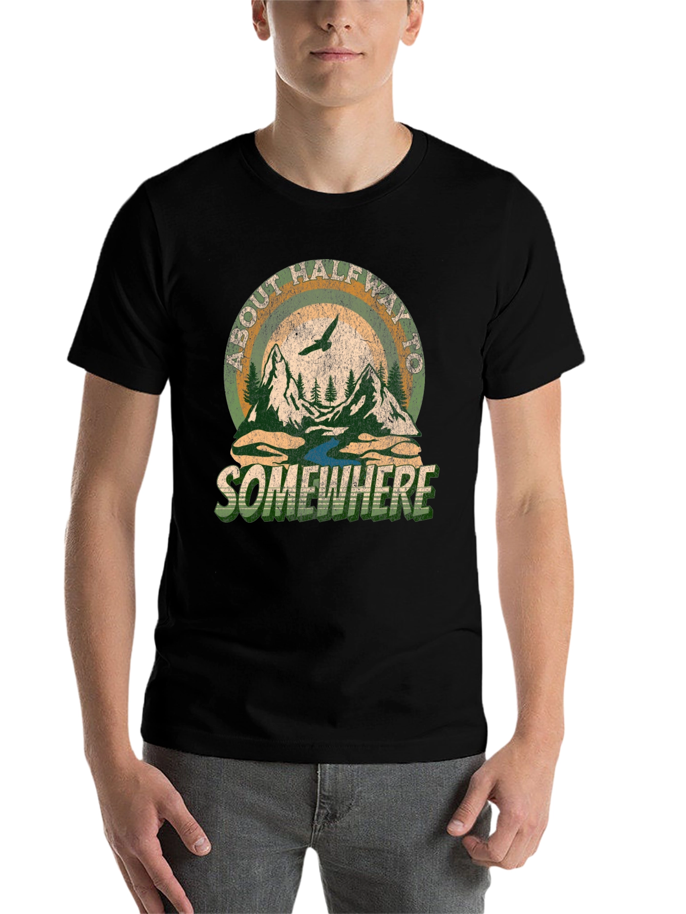 Black About Halfway To Somewhere Graphic Tee - Black view 7