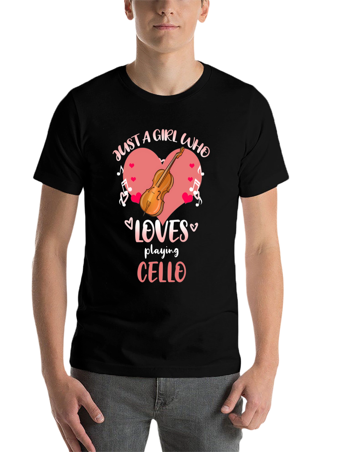 Black Just a Girl Who Loves Playing Cello Black T-Shirt view 7