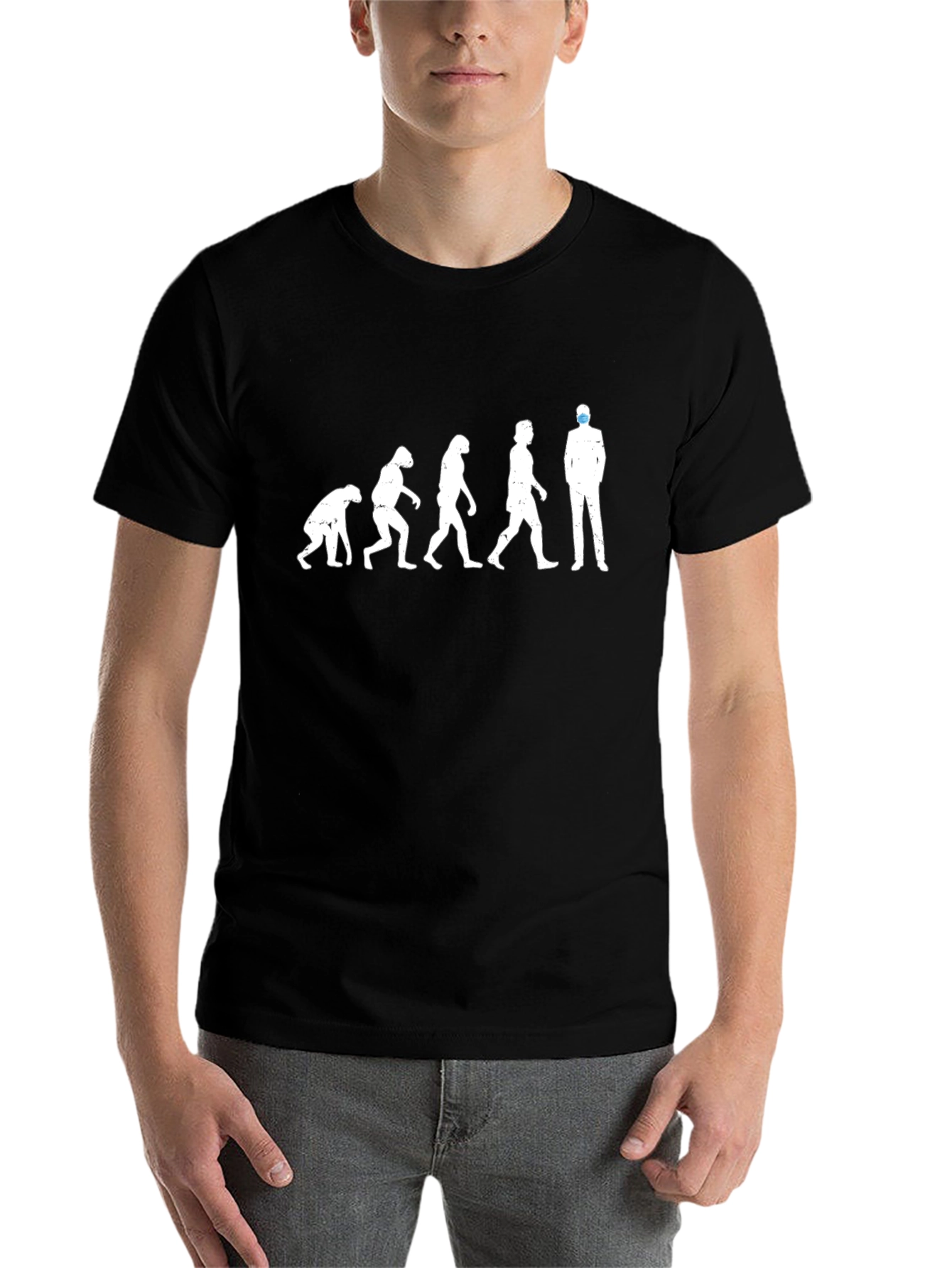 Black Evolution of Man T-Shirt - Masked Man view 7