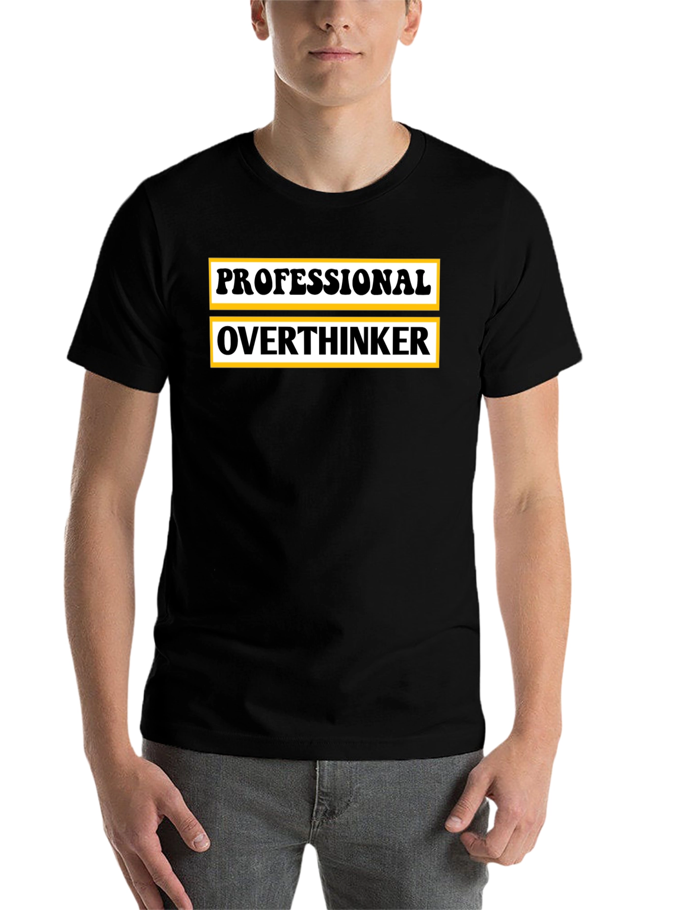 Black Professional Overthinker Graphic T-Shirt view 7