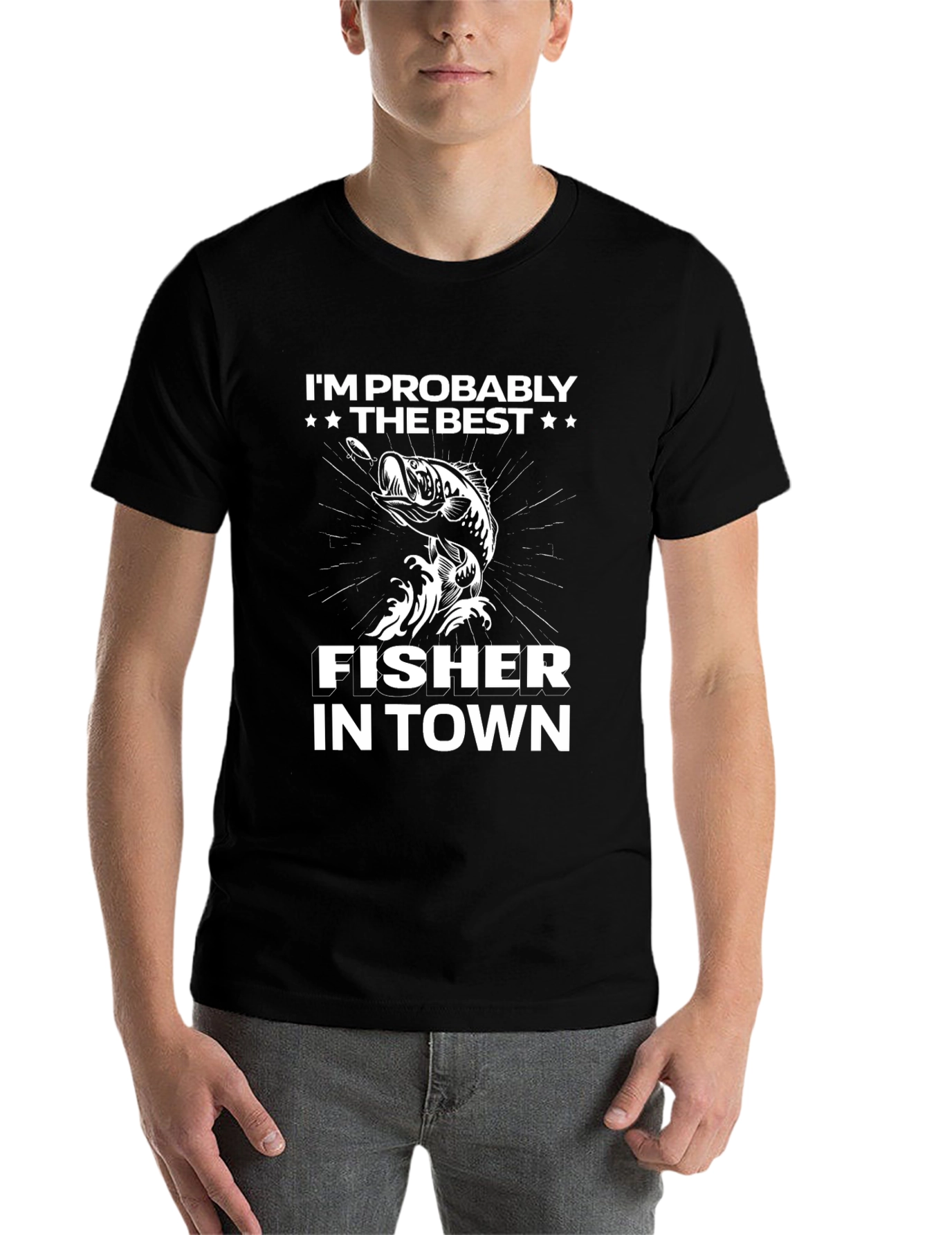Best Fisher in Town Black T-Shirt - 7