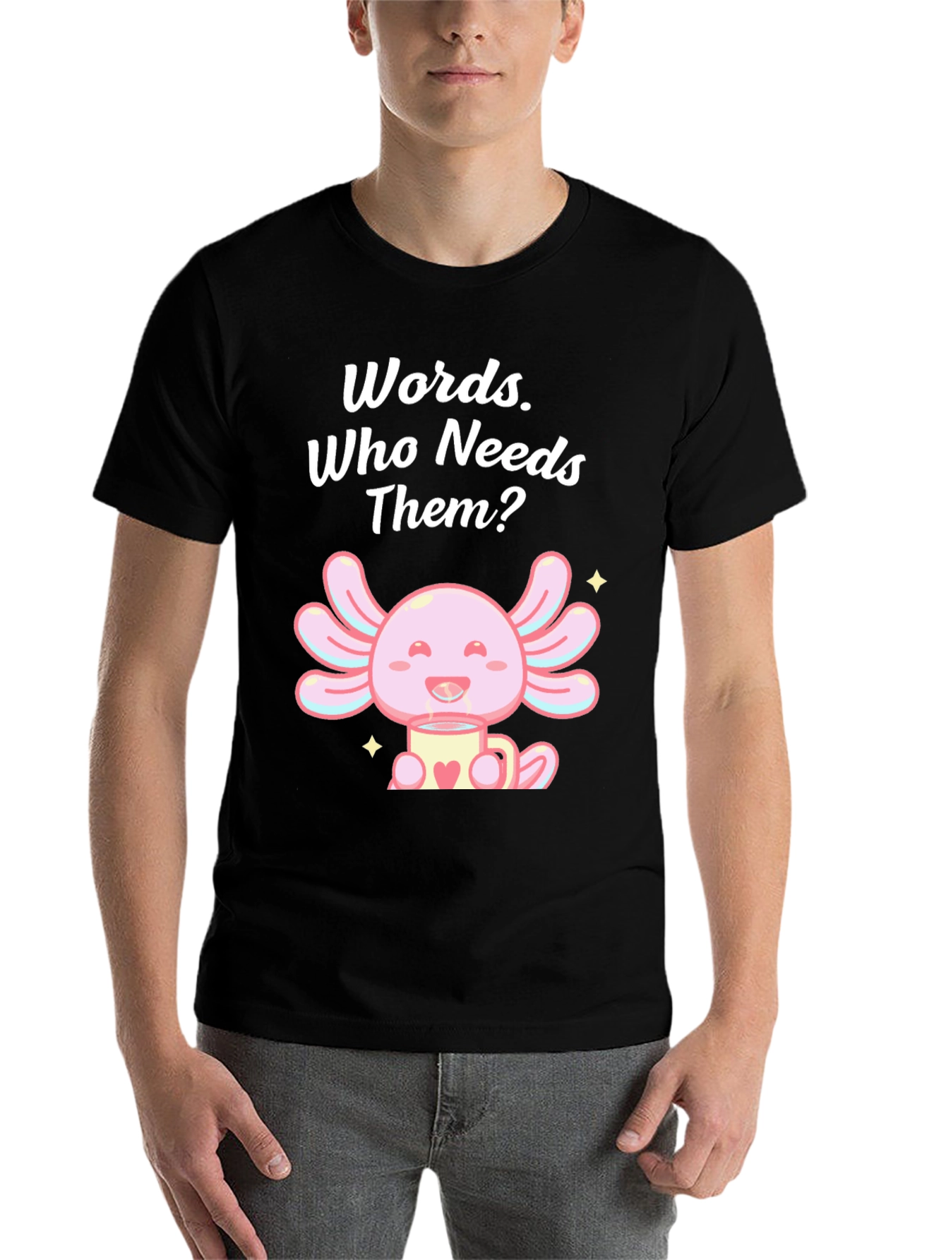 Black Words? Who Needs Them? Axolotl T-Shirt view 7