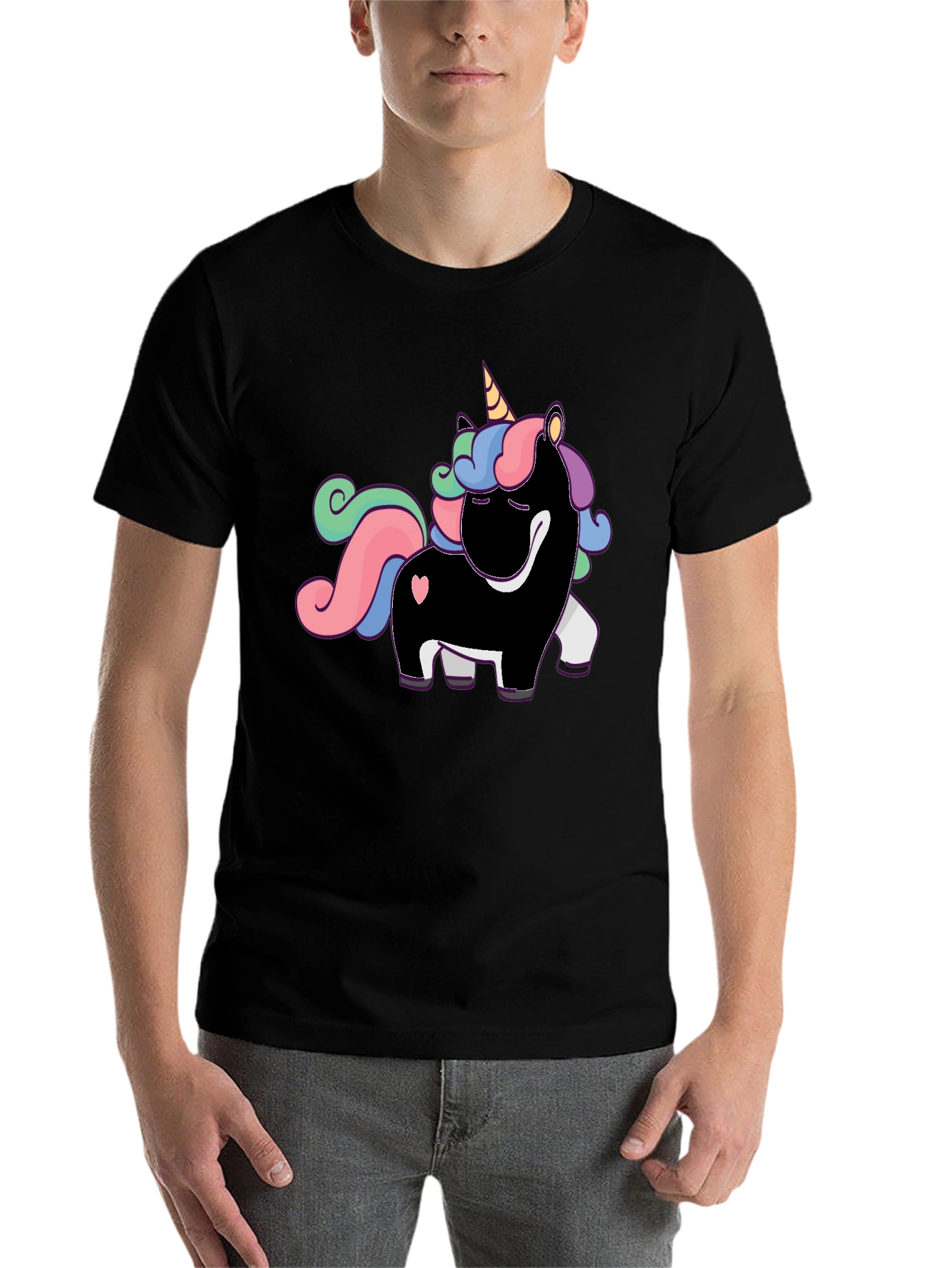 Black Unicorn Graphic Print T-Shirt - Black view 7