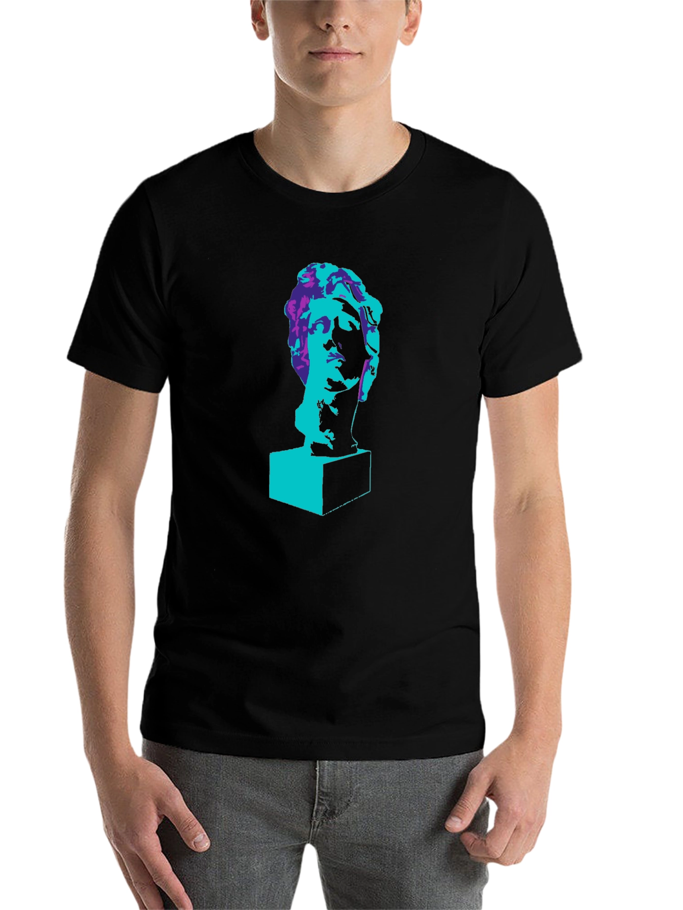 Black Statue Head Graphic T-Shirt - Trendy Artistic Tee view 7