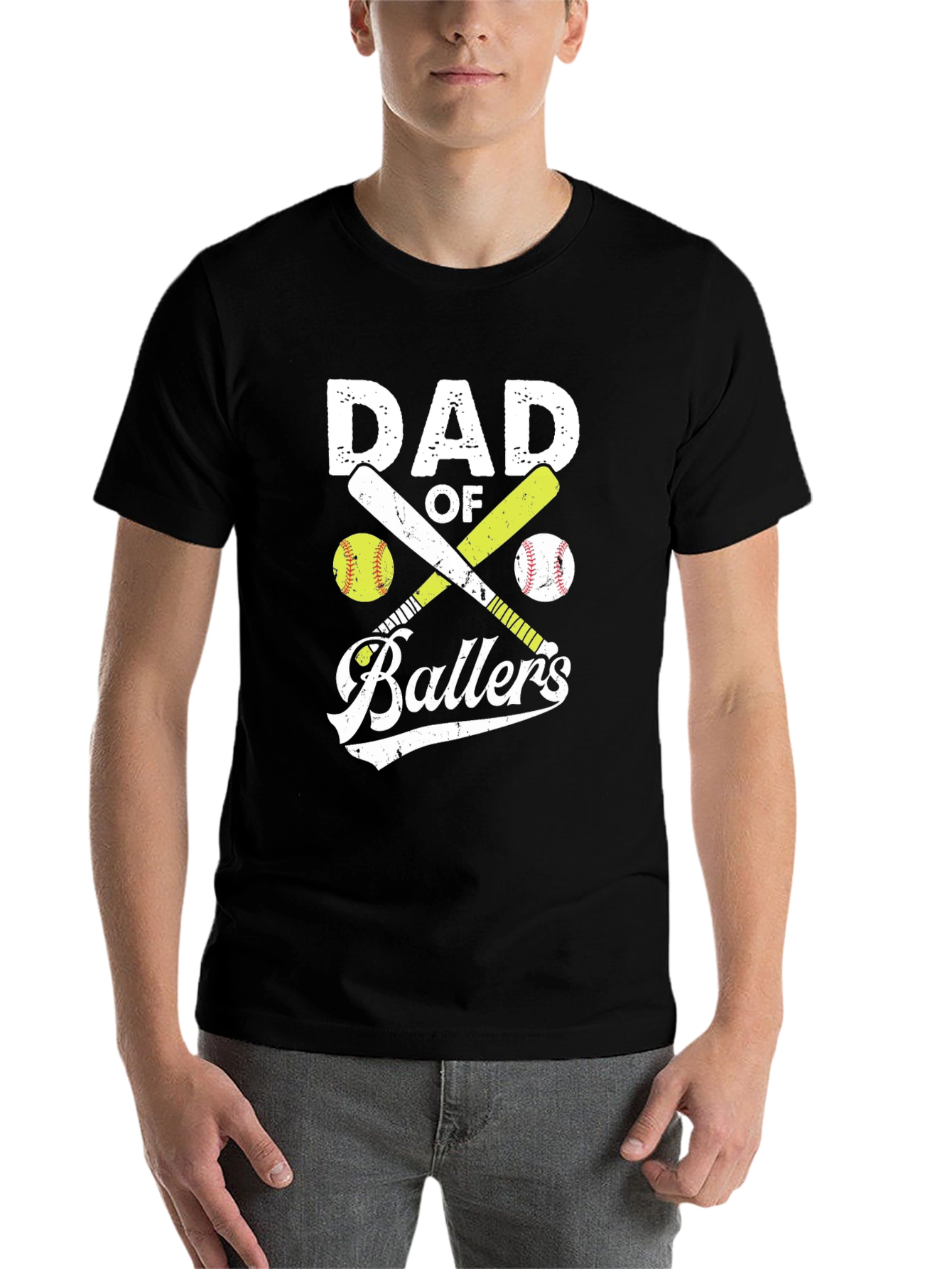 Black Dad of Ballers Graphic T-Shirt Baseball Softball Tee view 7
