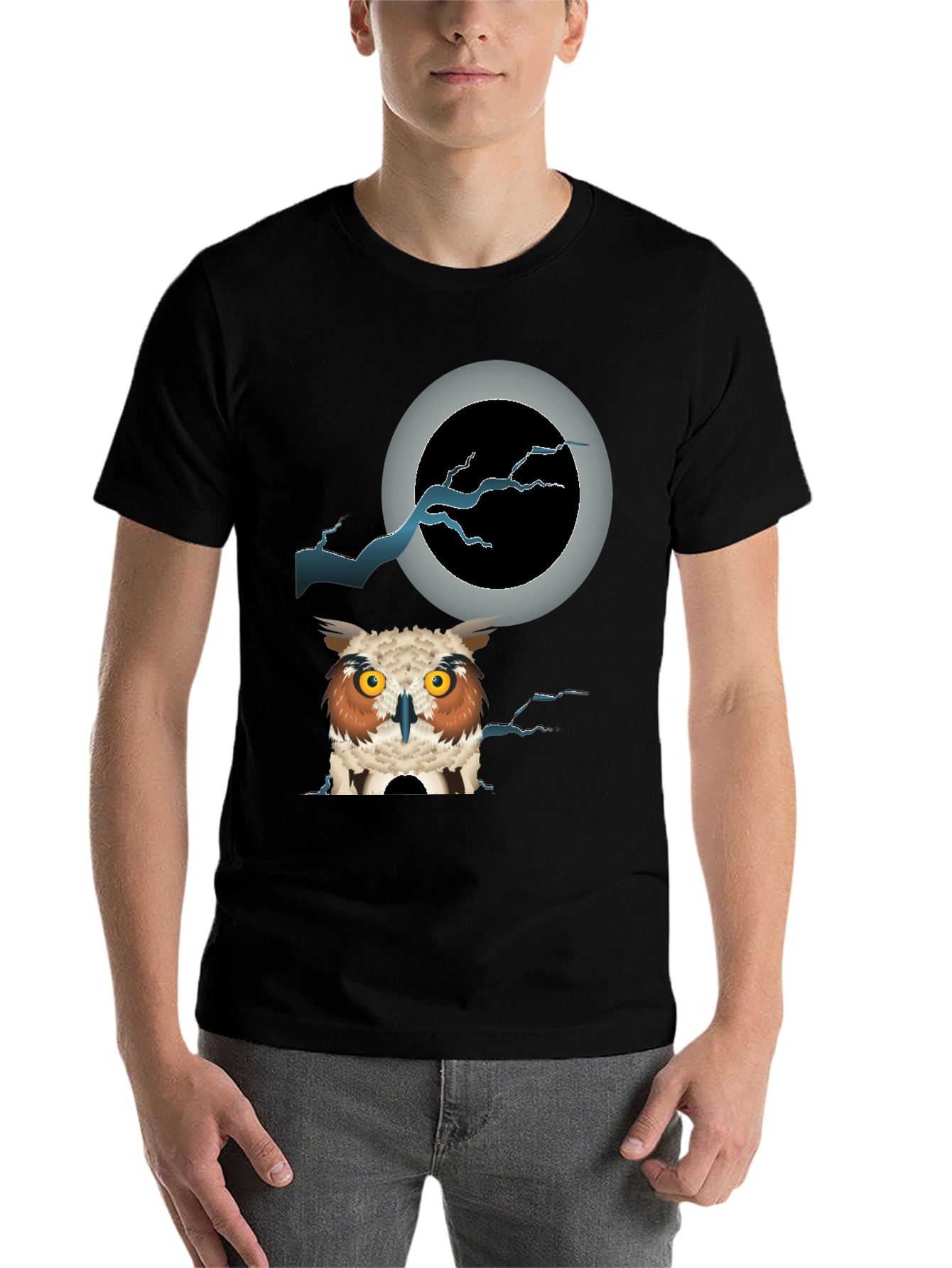 Black Owl Moon T-Shirt - Unique Graphic Tee view 7