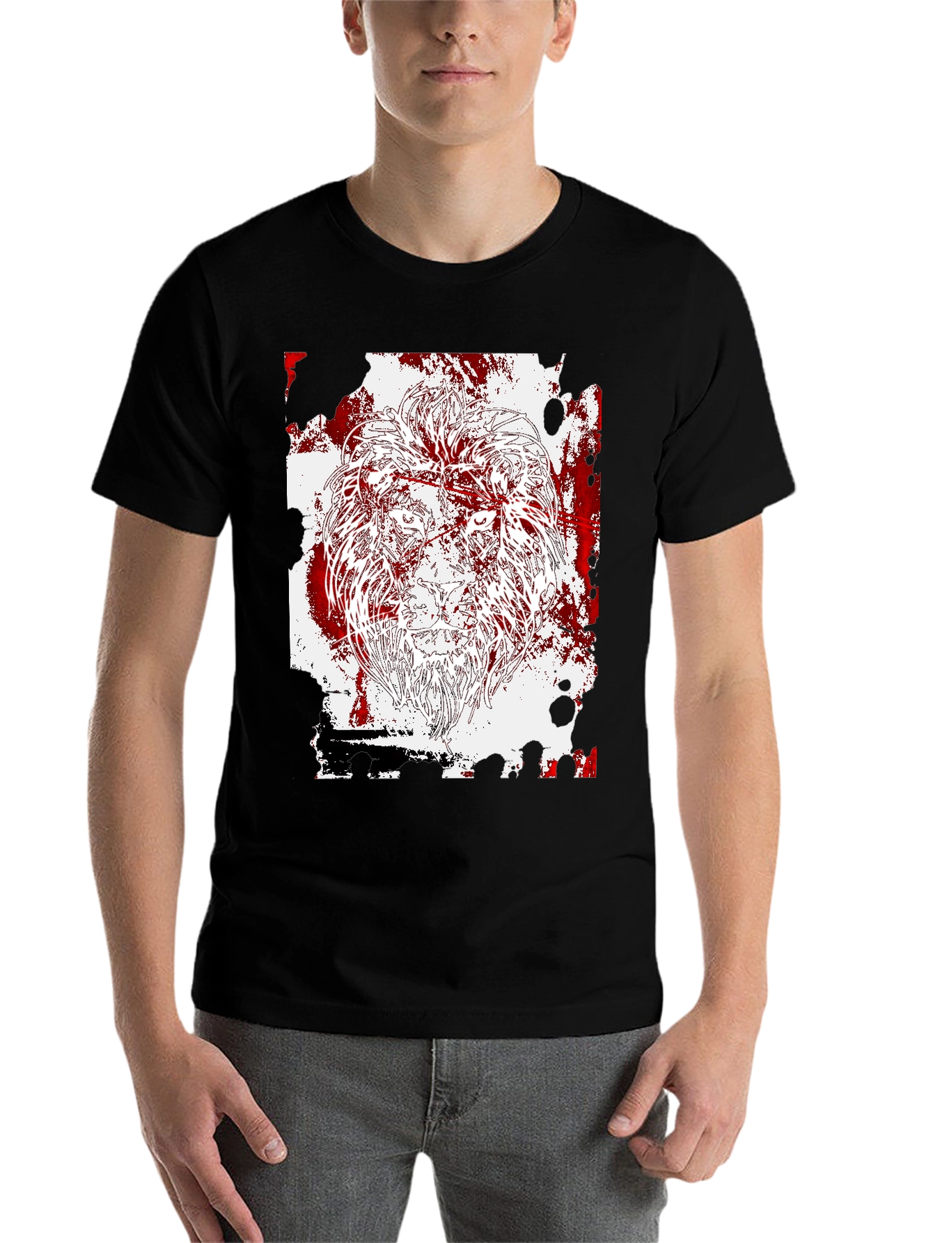 Black Lion Graphic Print Black T-Shirt view 7