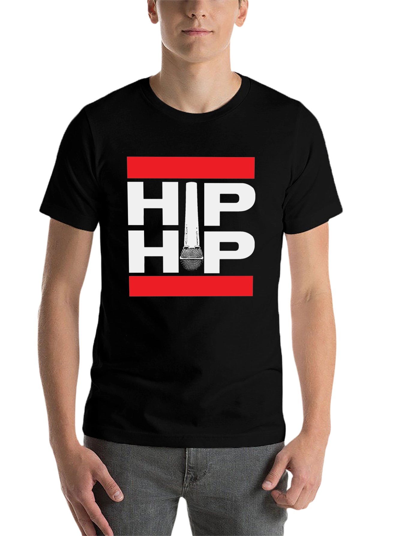 Black Hip Hop Microphone Graphic Print Tee view 7