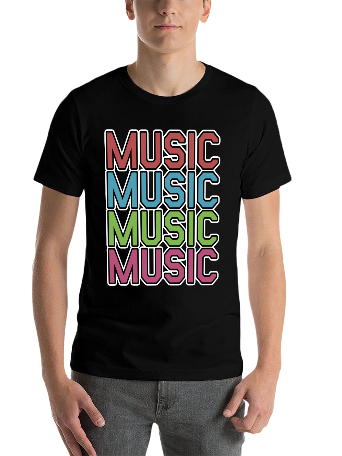 Black Retro Music T-Shirt view 7
