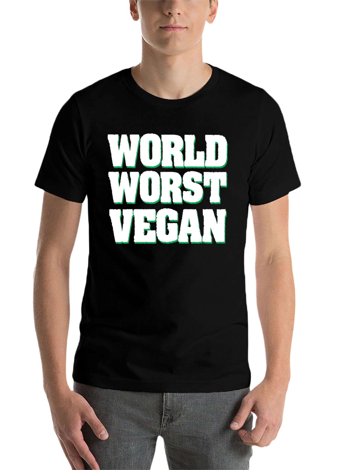 Black World's Worst Vegan T-Shirt - Funny Novelty Tee view 7