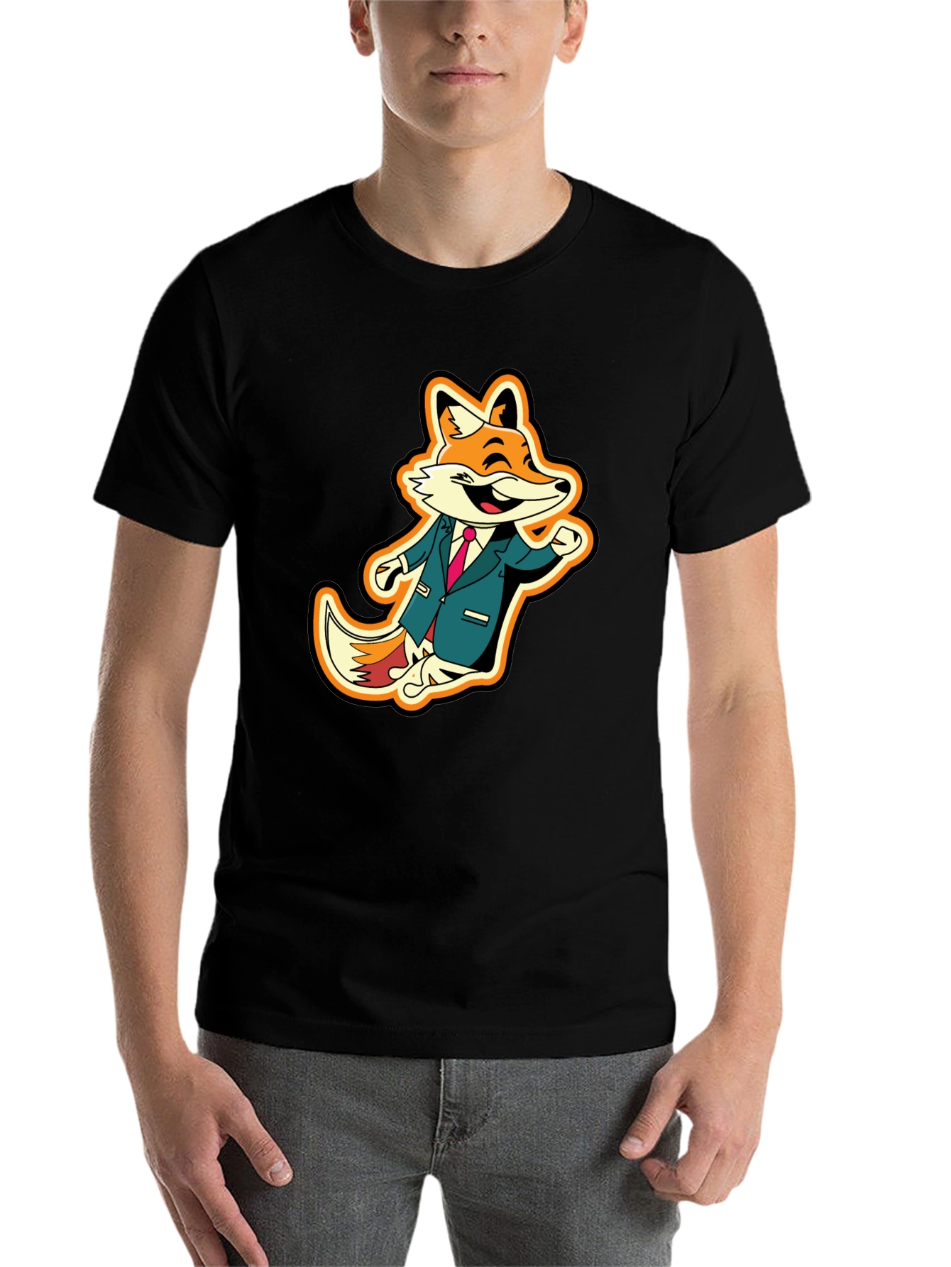 Black Fox in Suit Graphic Tee - Stylish Animal T-Shirt view 7