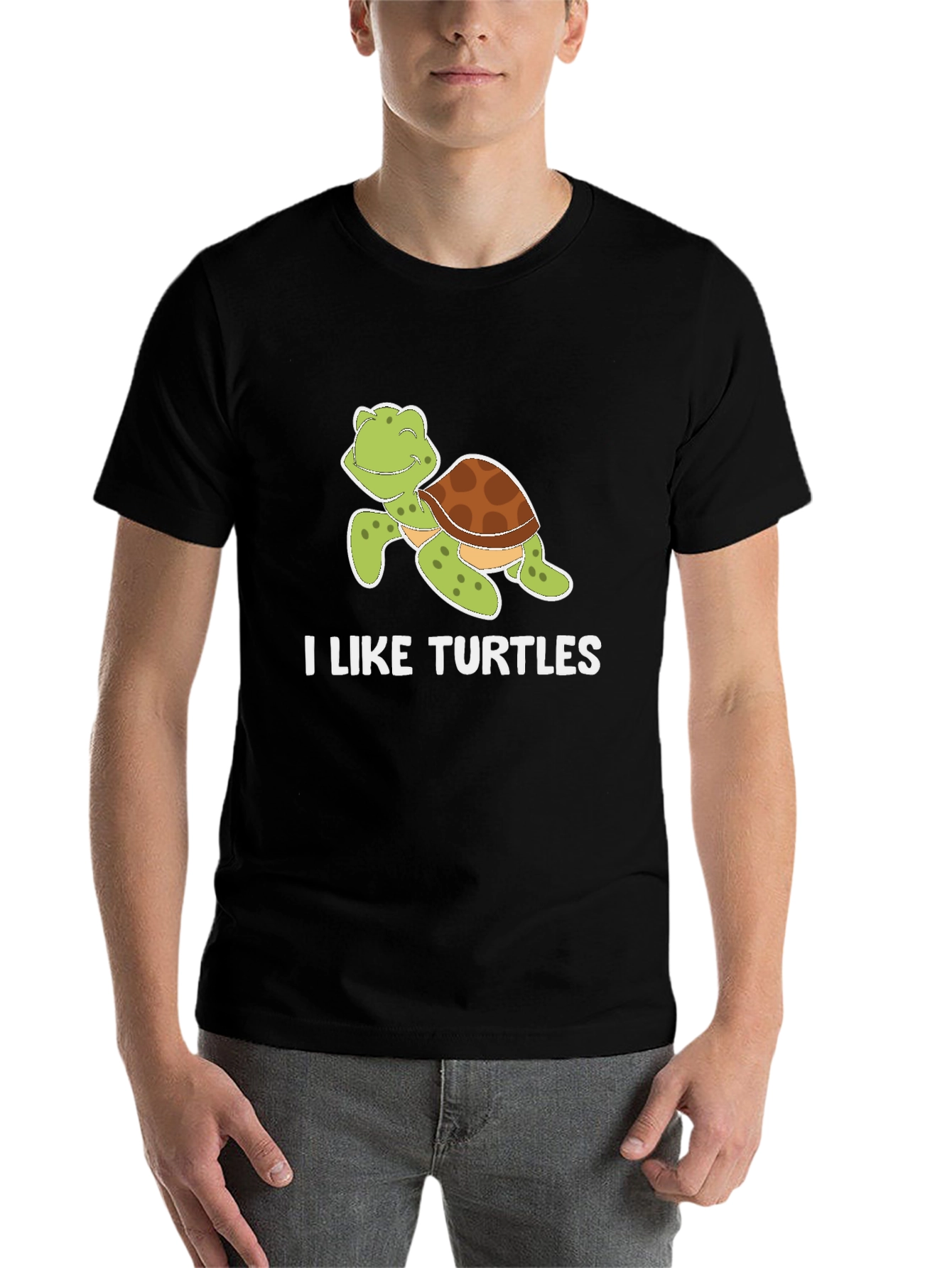 Black I Like Turtles T-Shirt view 7