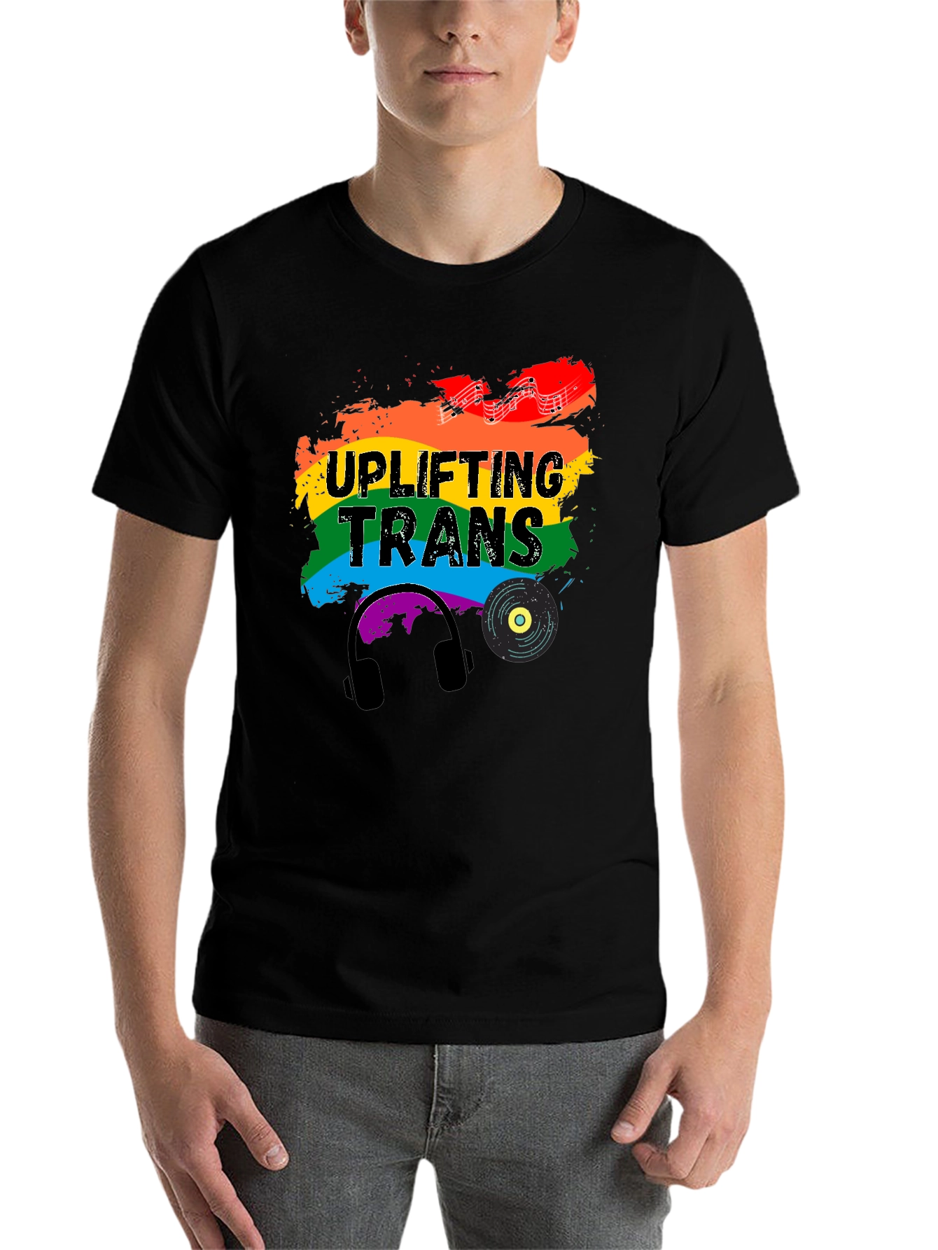 Black Uplifting Trans Pride T-Shirt view 7