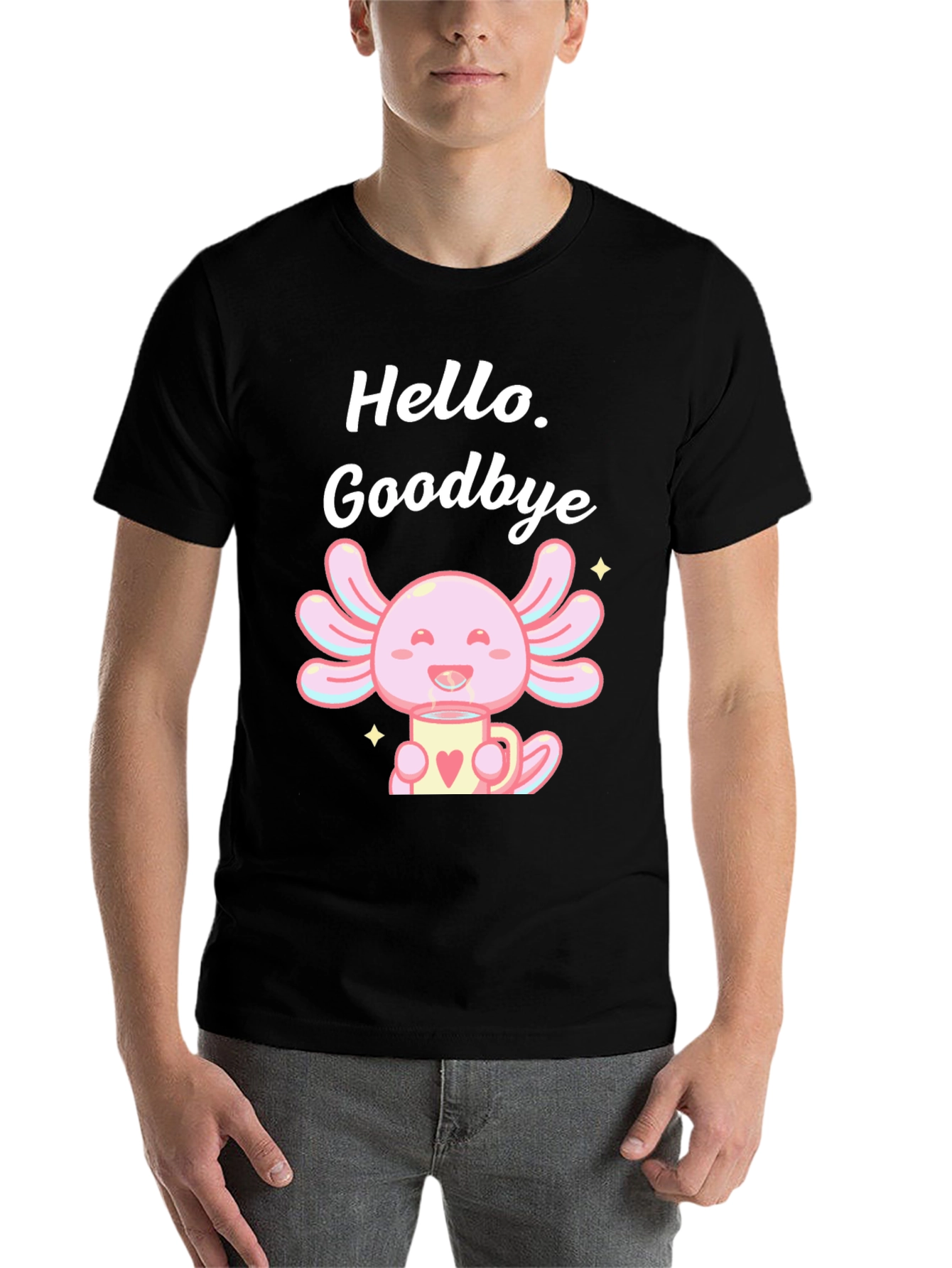 Black Hello Goodbye Axolotl T-Shirt view 7