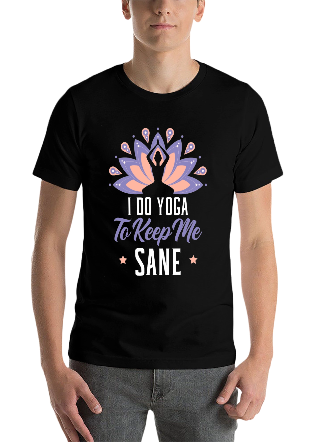 Black Yoga Sane Graphic Tee - Soft Black T-Shirt view 7