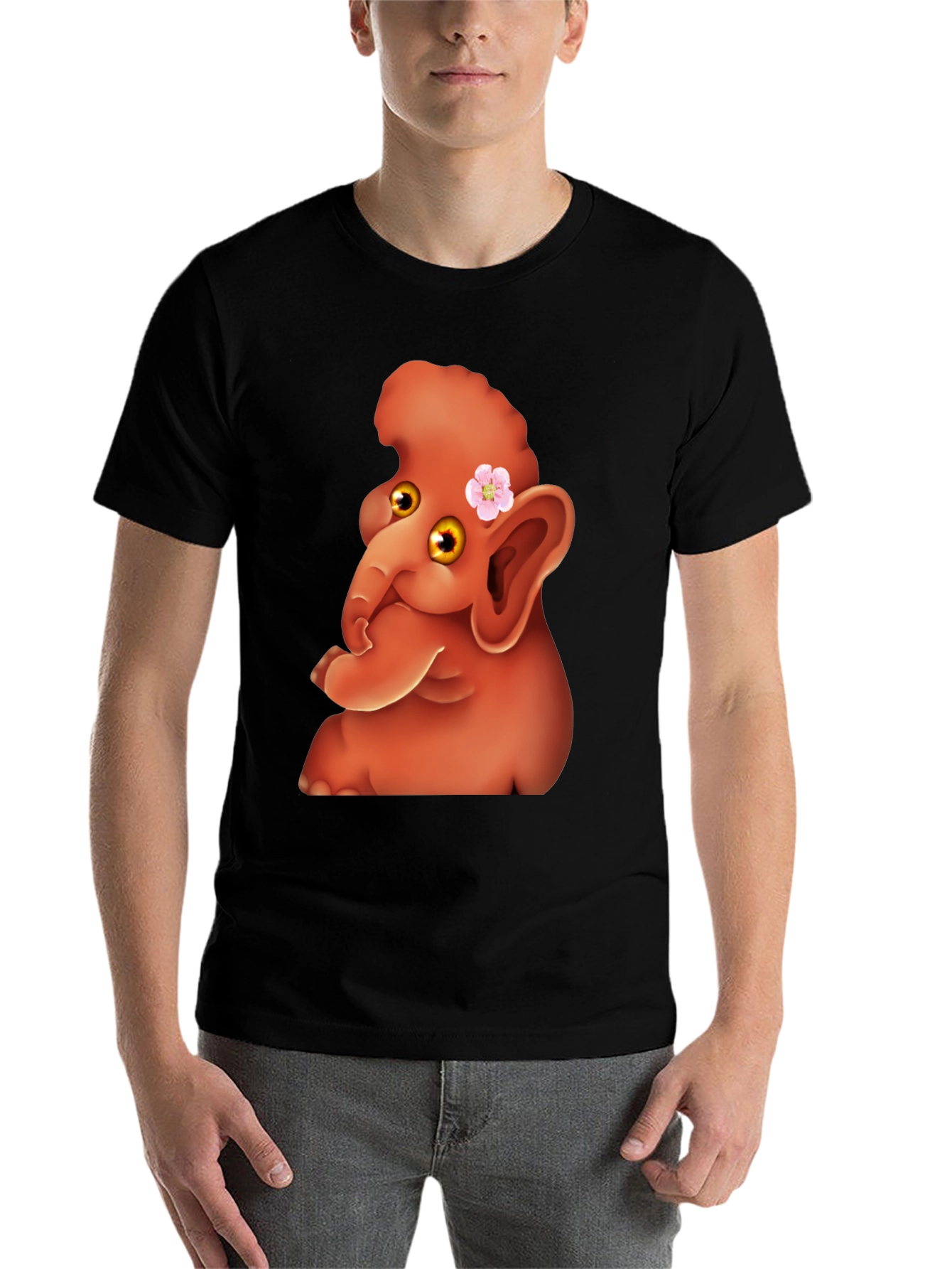 Black Cartoon Elephant Tee view 7