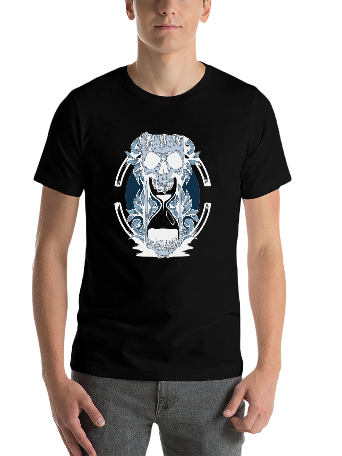 Black Skull Hourglass Graphic T-Shirt view 7