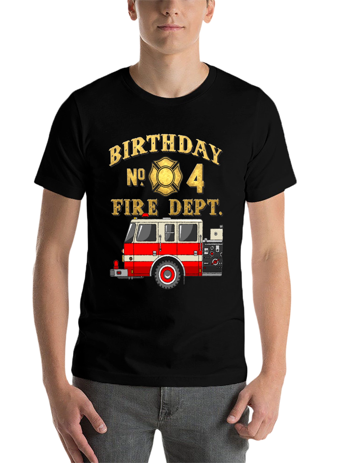 Black Fire Dept Birthday T-Shirt - Number 4 view 7
