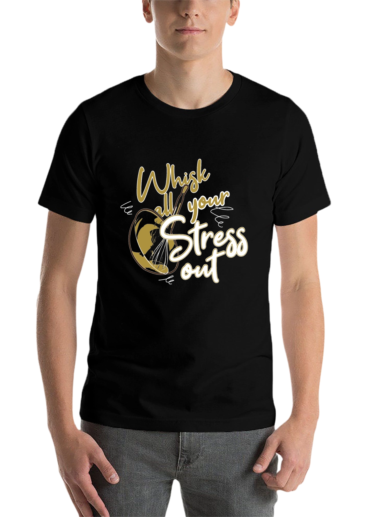 Black Whisk Your Stress Out Graphic T-Shirt view 7