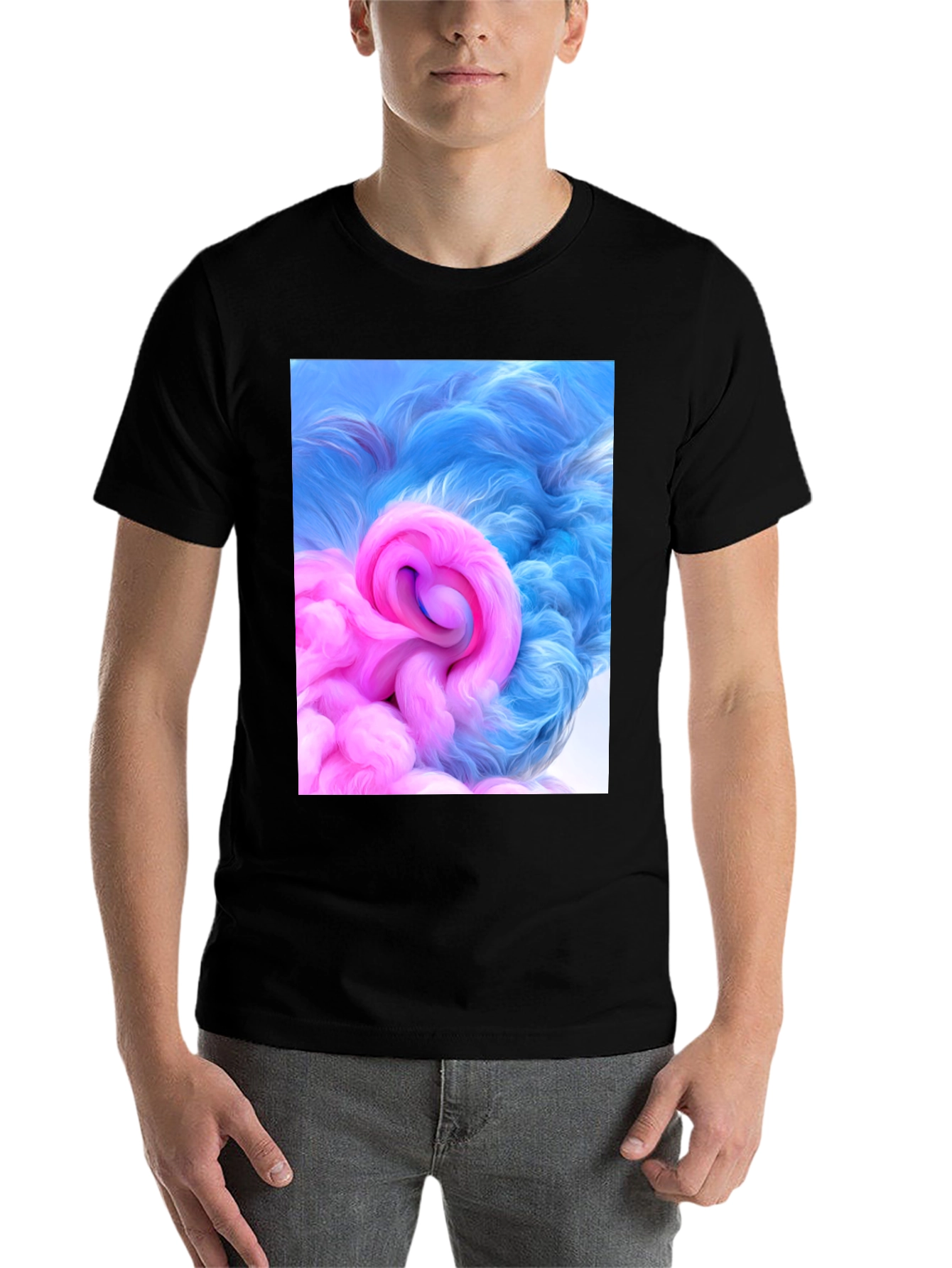 Black Abstract Swirl Graphic Tee - Modern Art T-Shirt view 7