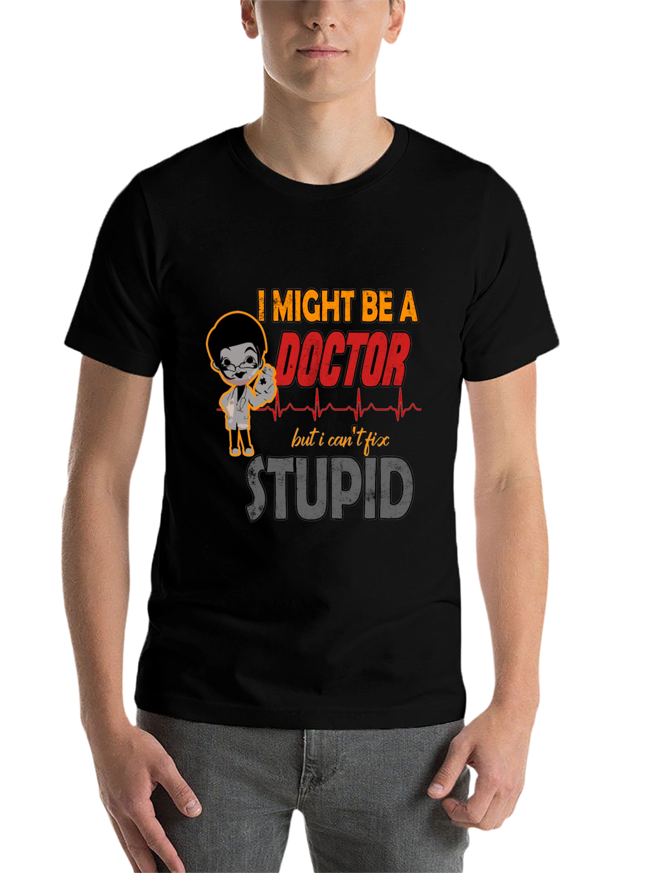 Black Funny Doctor T-Shirt - I Might Be A Doctor But... view 7