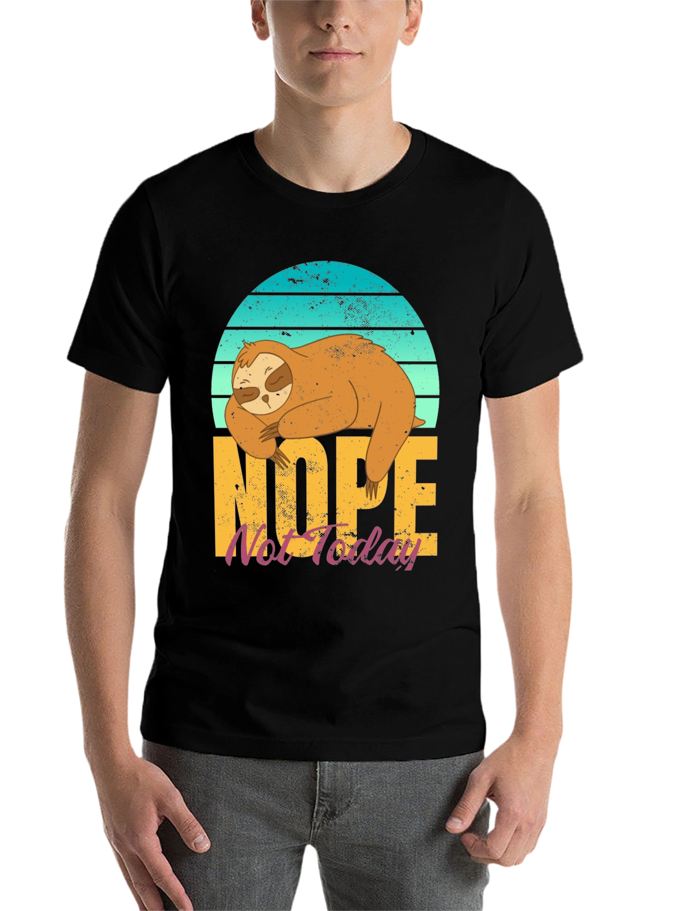 Black Nope Not Today Sloth T-Shirt view 7