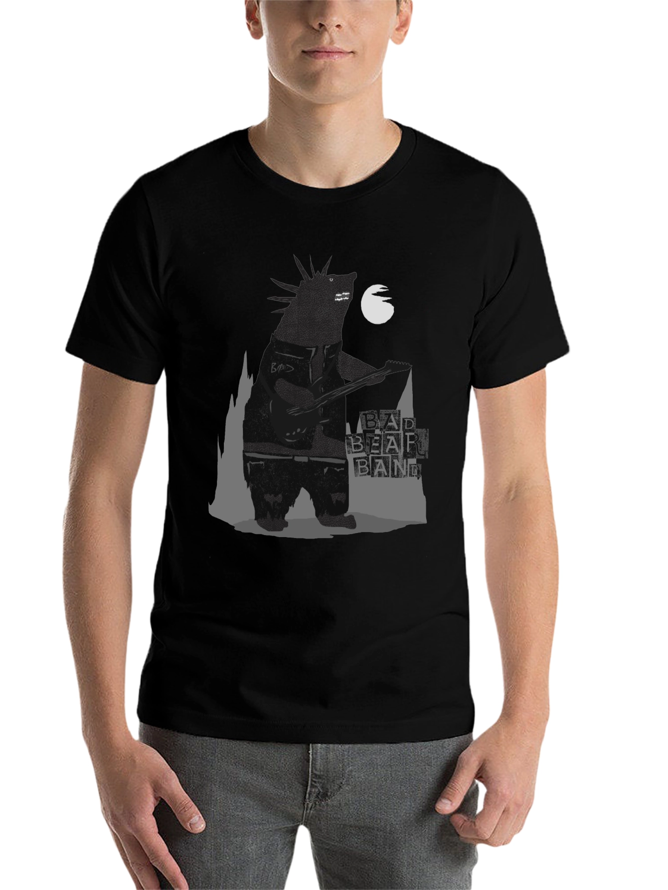 Black Bad Bear Band Graphic Tee - Black view 7