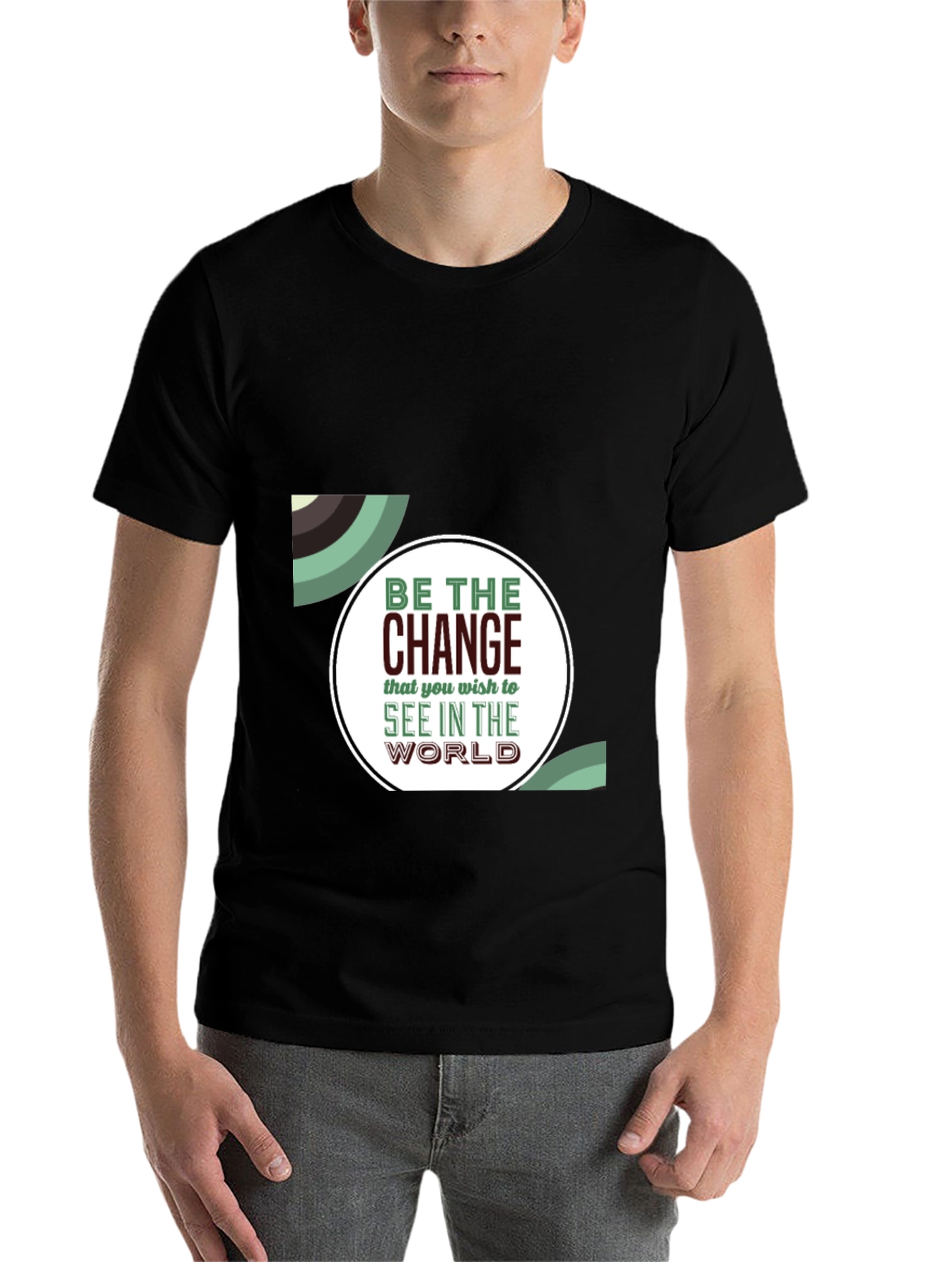 Black Inspirational Graphic T-Shirt - Be The Change view 7
