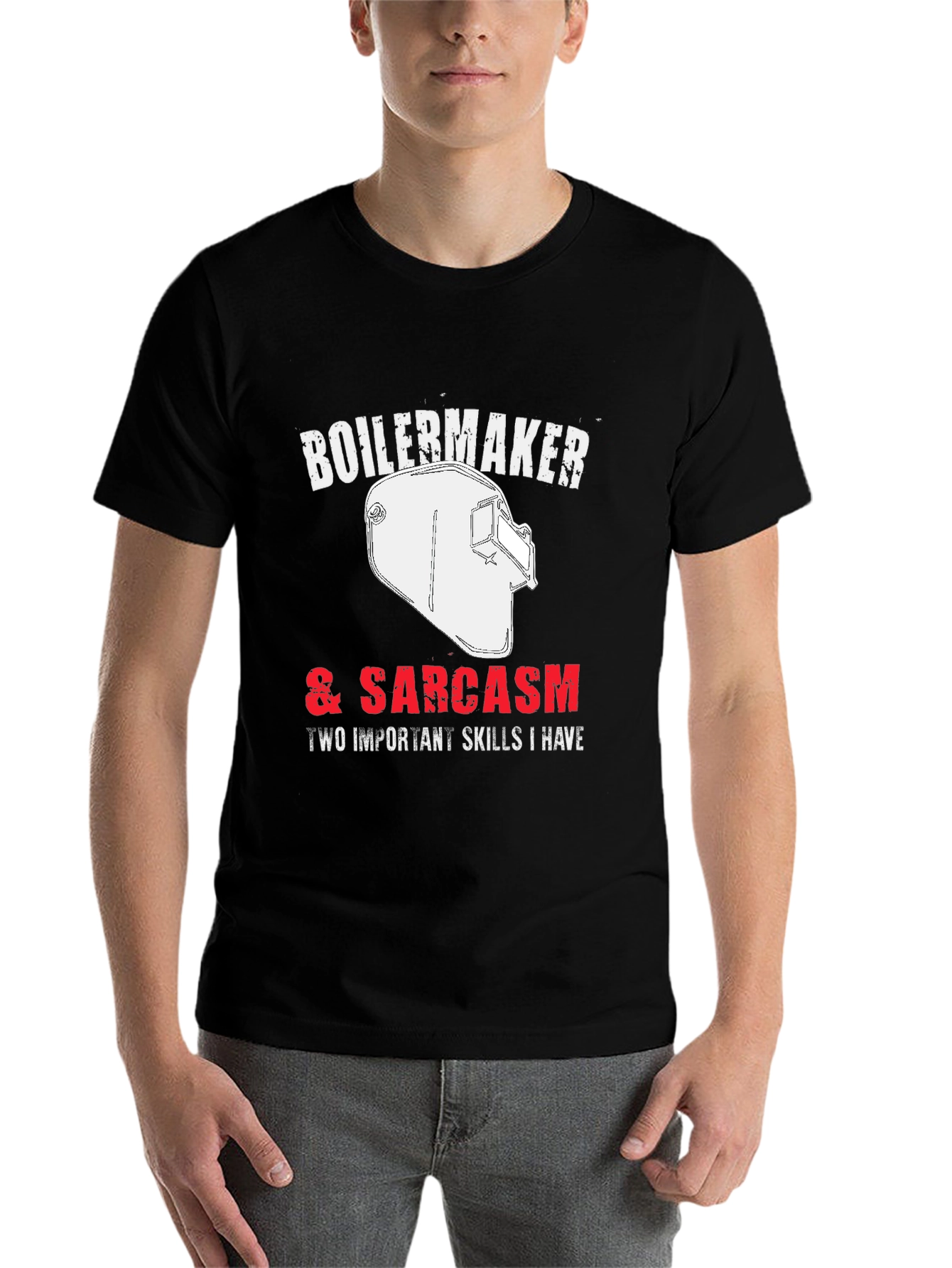Boilermaker & Sarcasm Graphic Tee - Black Crewneck T-Shirt - 7