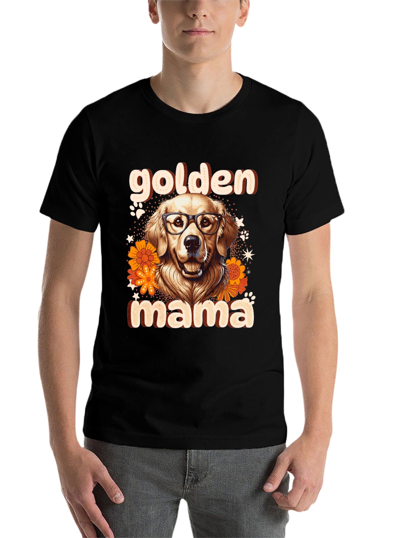 Black Golden Mama Dog T-Shirt view 7