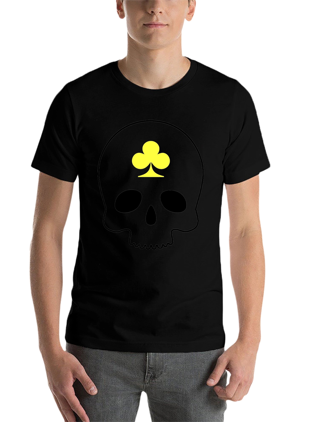 Black Skull & Clover Graphic T-Shirt - Casual Black Tee view 7