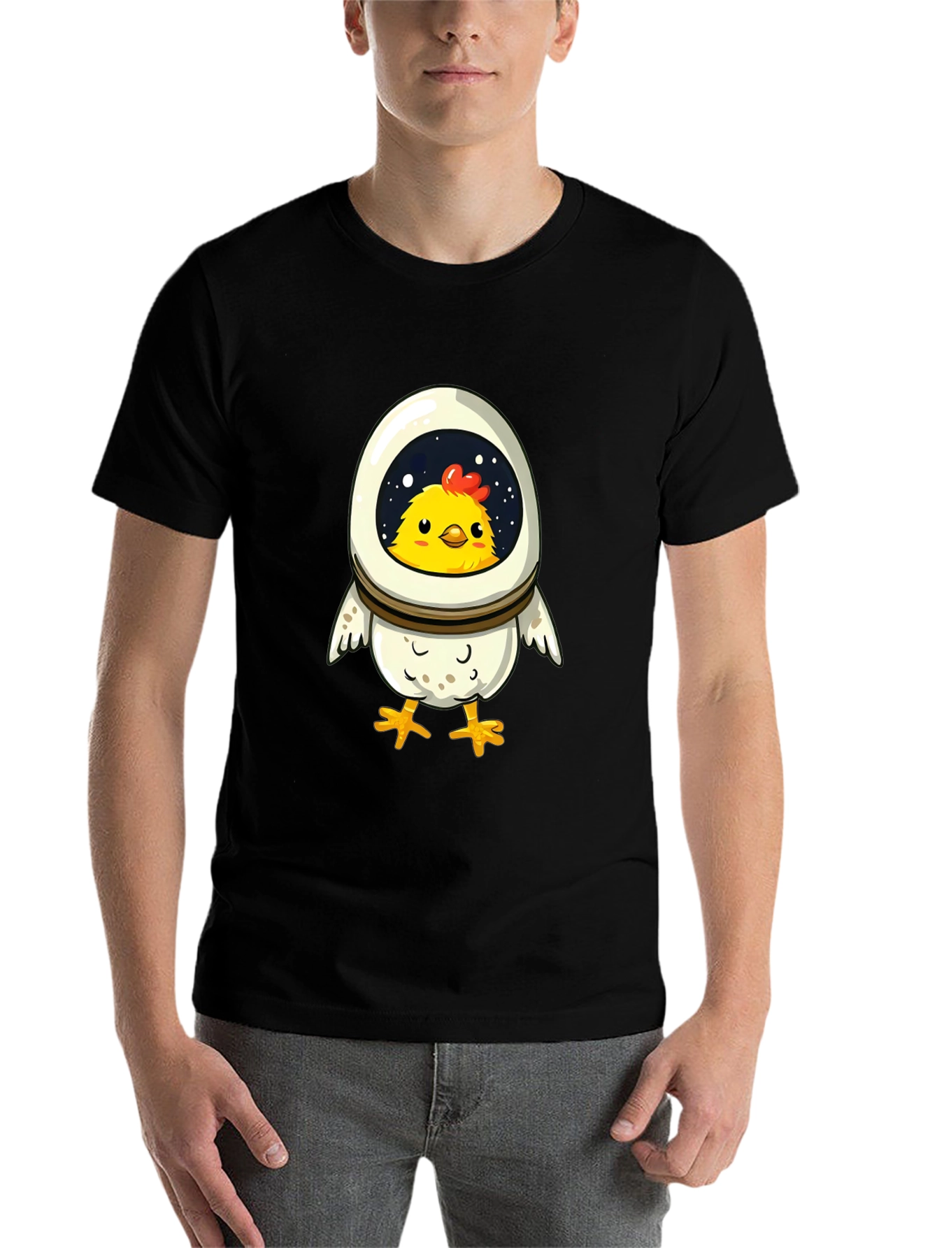 Black Astronaut Chicken T-Shirt - Fun Space Design view 7