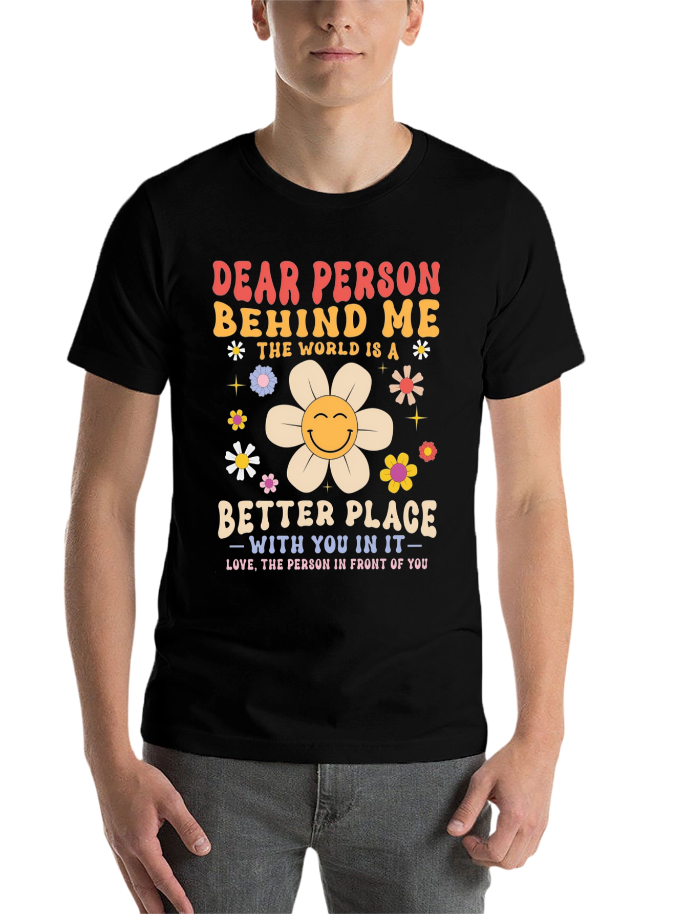 Black Dear Person Behind Me Graphic Tee - Positive Message view 7
