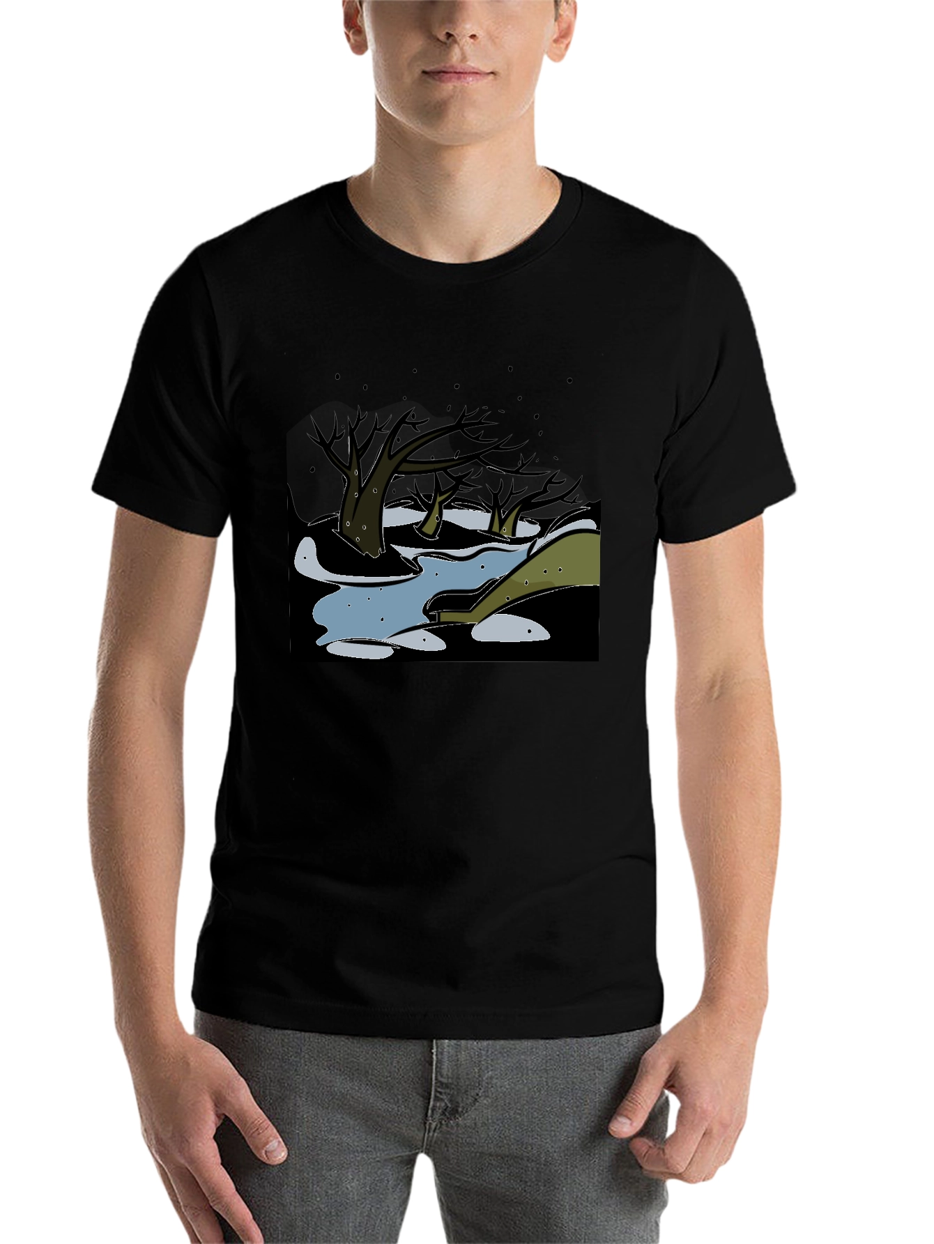 Black Dark Swamp Graphic Tee - Unique Design view 7