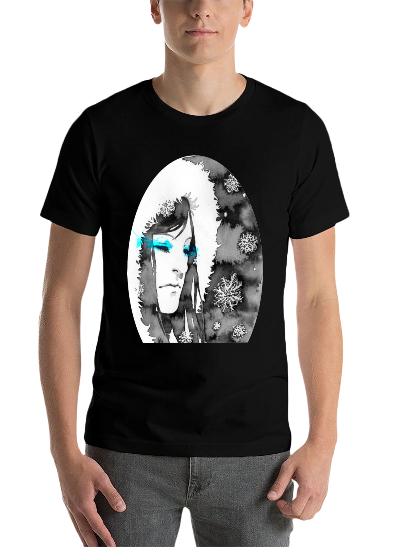 Black Winter Woman Graphic Tee - Soft Black Cotton view 7