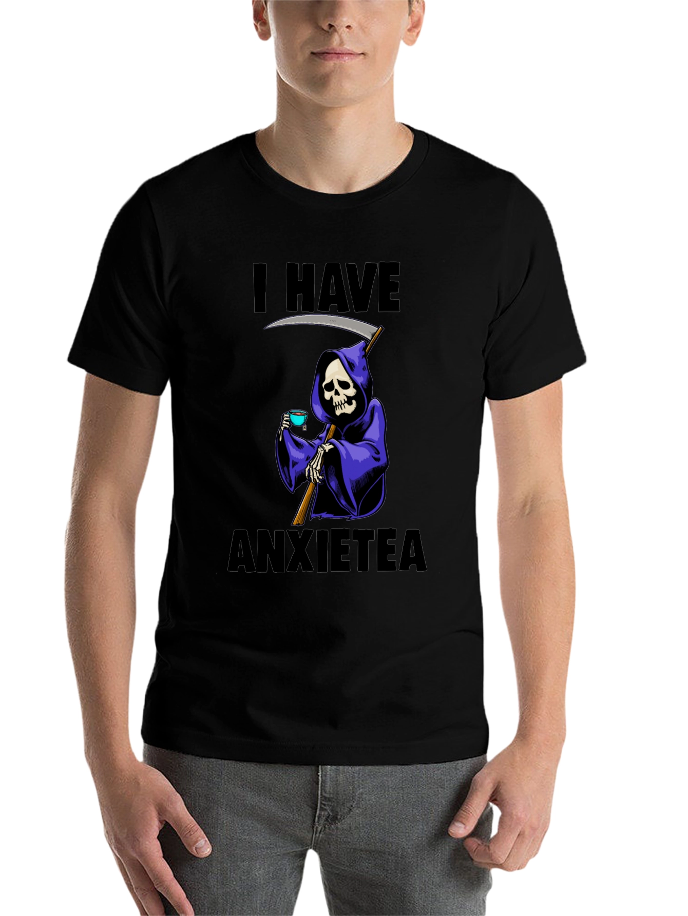 Black I Have Anxietea Grim Reaper T-Shirt view 7