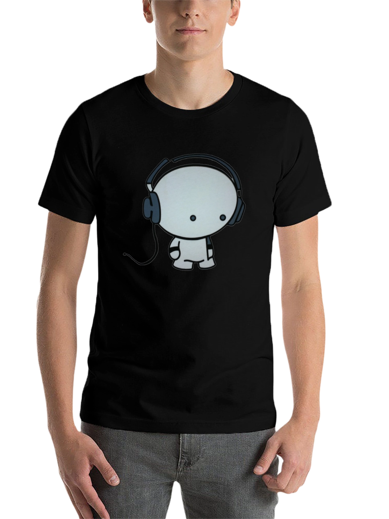 Black Cool Cartoon Character Graphic Black T-Shirt view 7