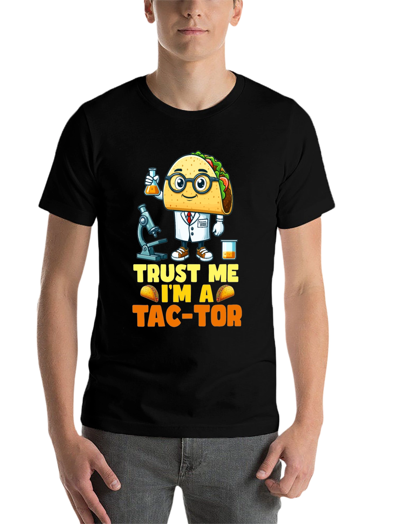 Black Trust Me I'm A Tac-Tor T-Shirt view 7